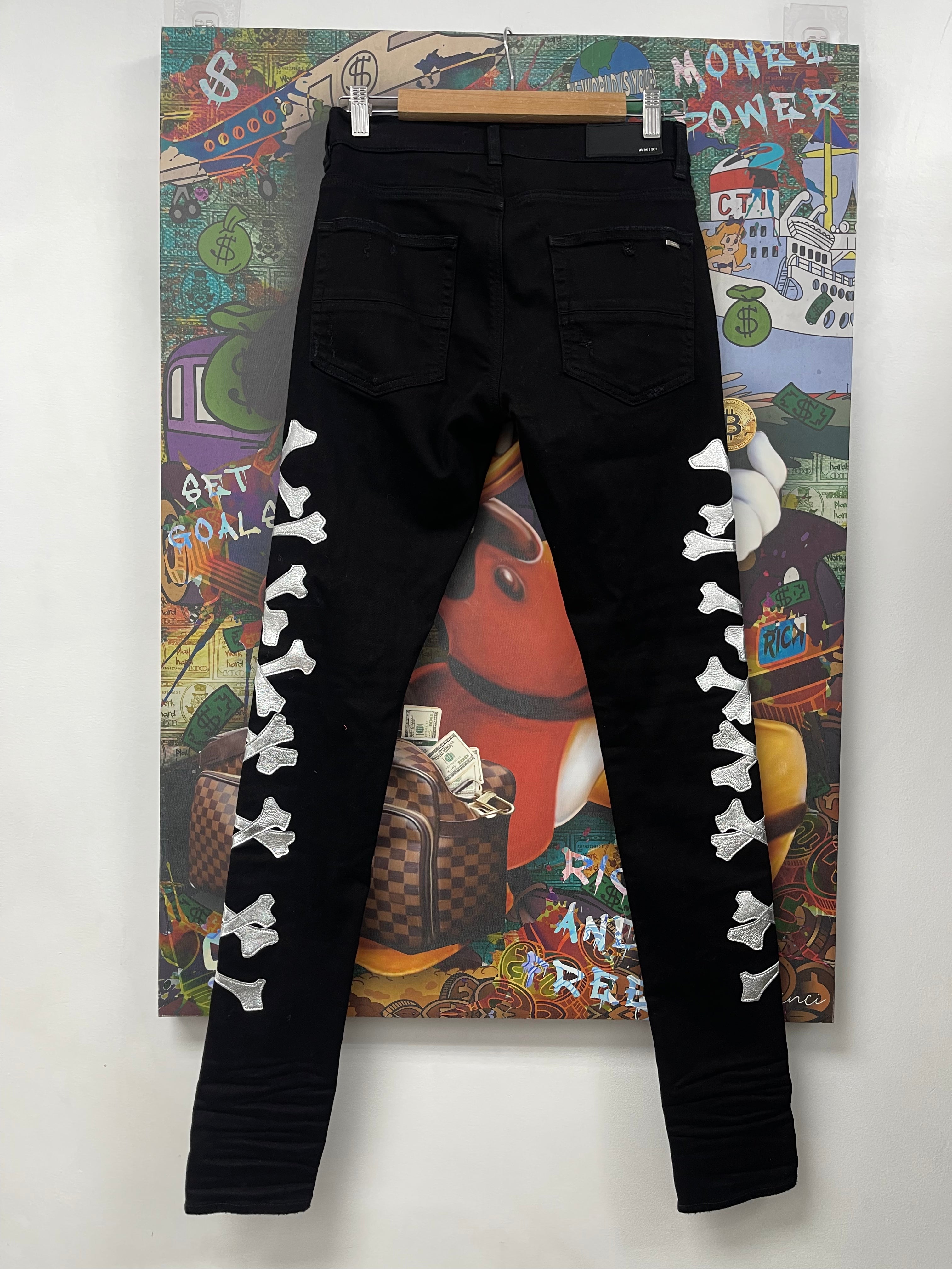 Amiri Black Silver Bones Jeans