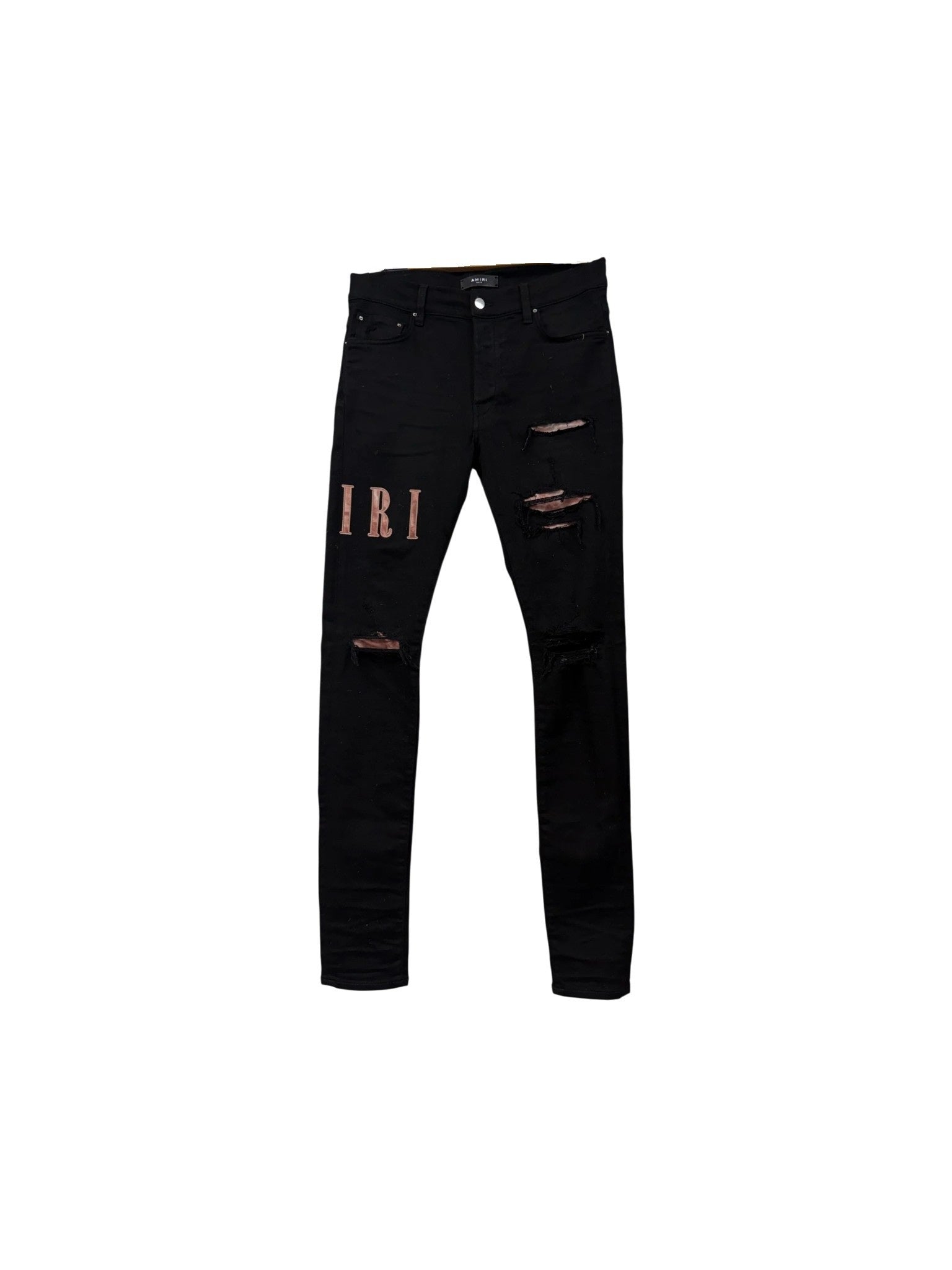 Amiri Salmon Side Logo Black Jeans