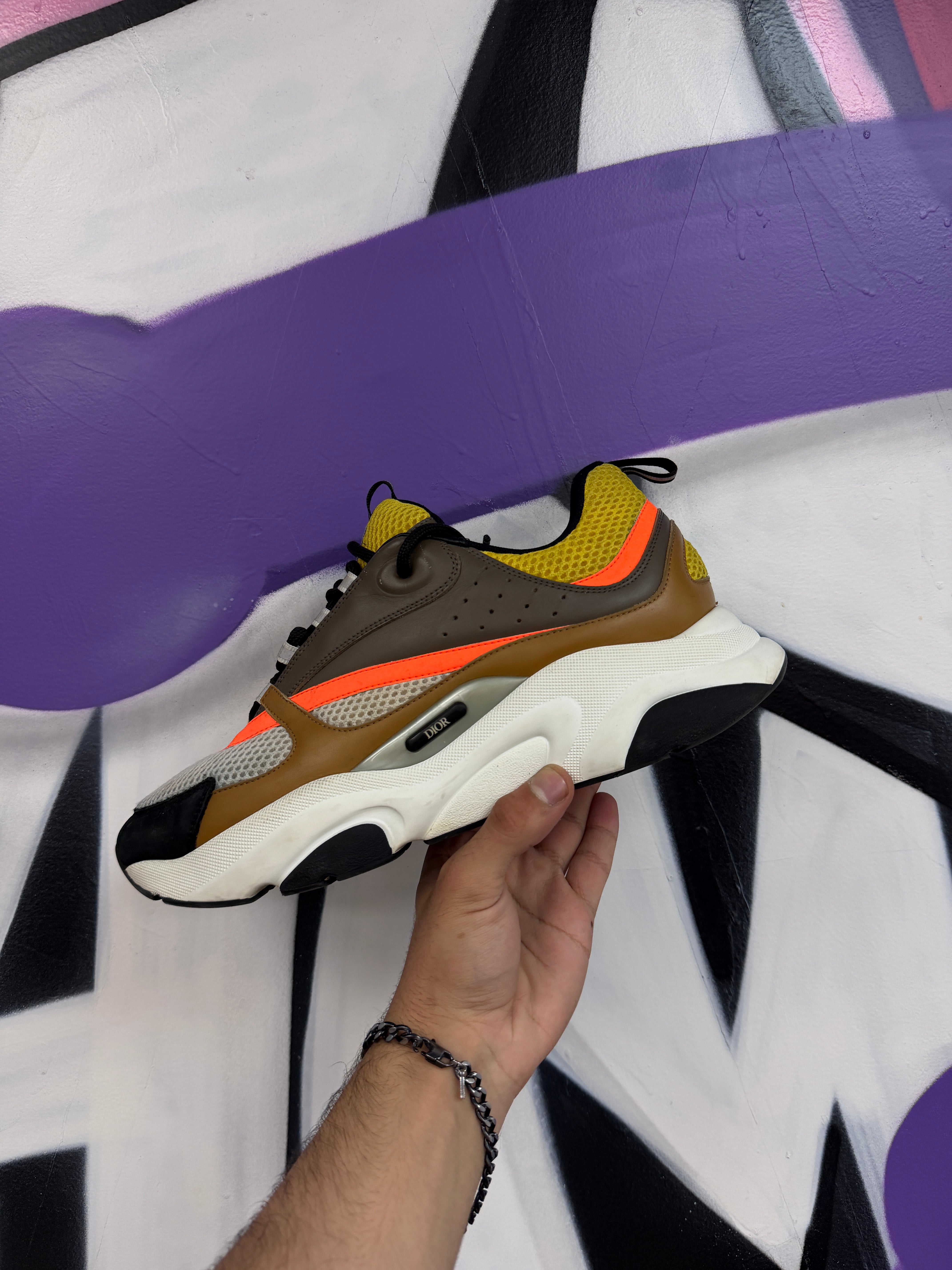 Dior B22 Orange Brown White Sneaker