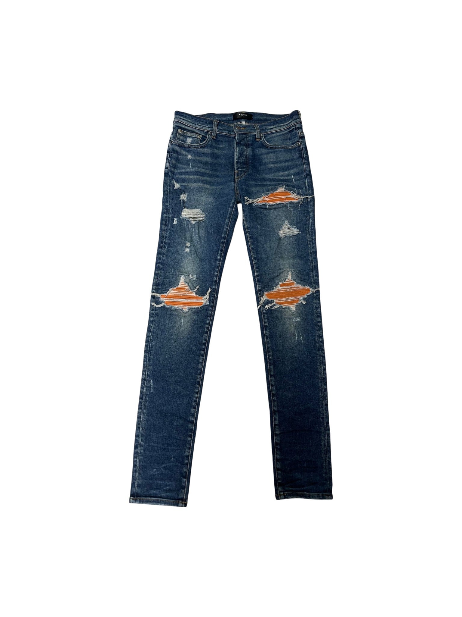 Amiri "MX1" Classic Suede Patch Deep & Orange Jeans