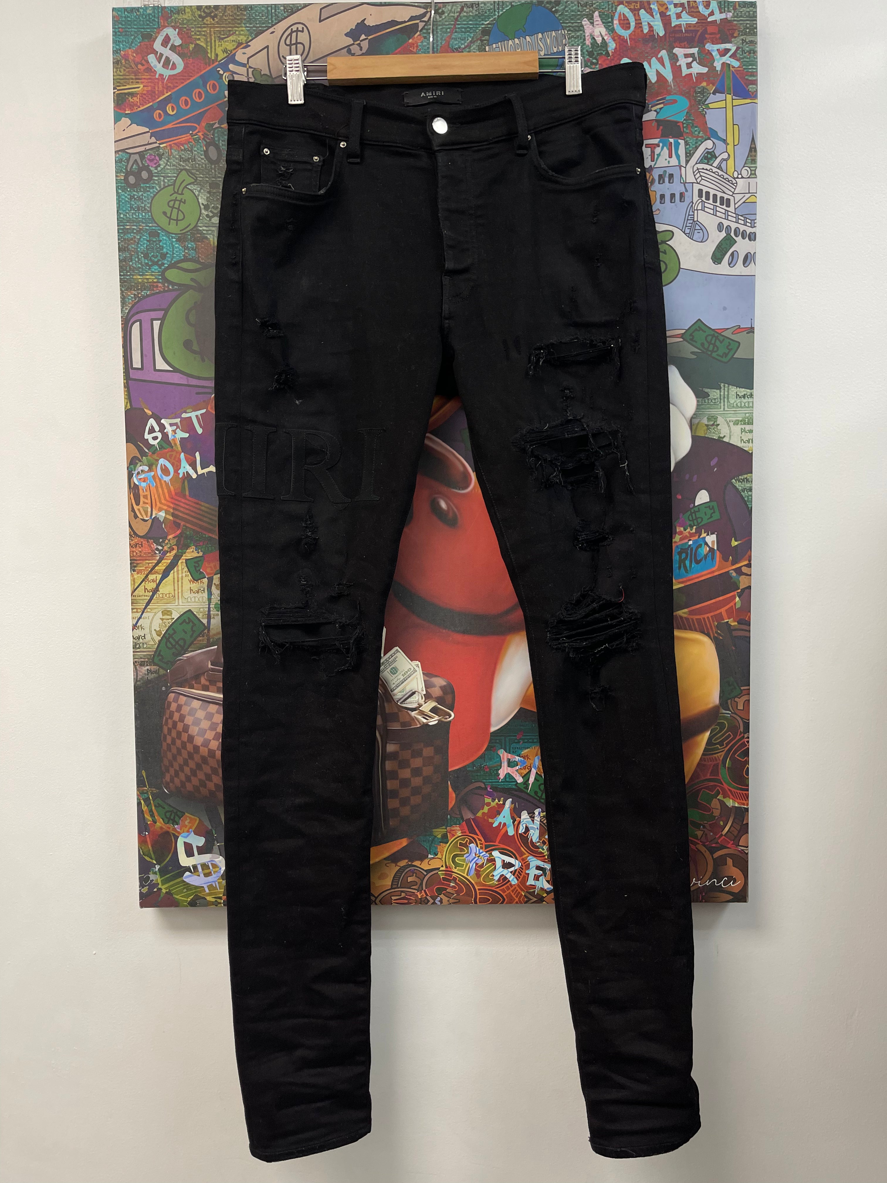 Amiri Black Serif Side Logo Jeans