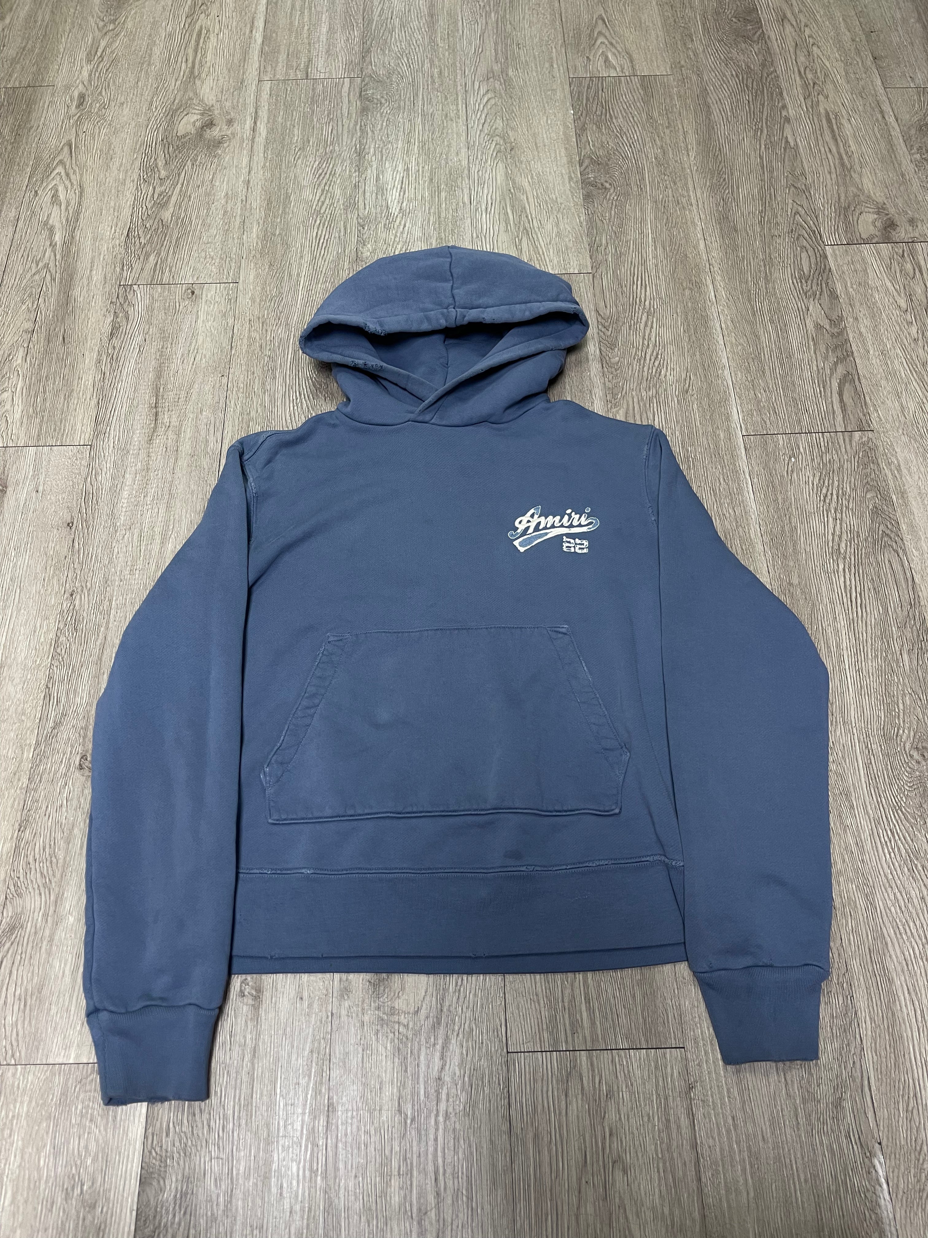 Amiri Blue Cream 22 Logo Hoodie