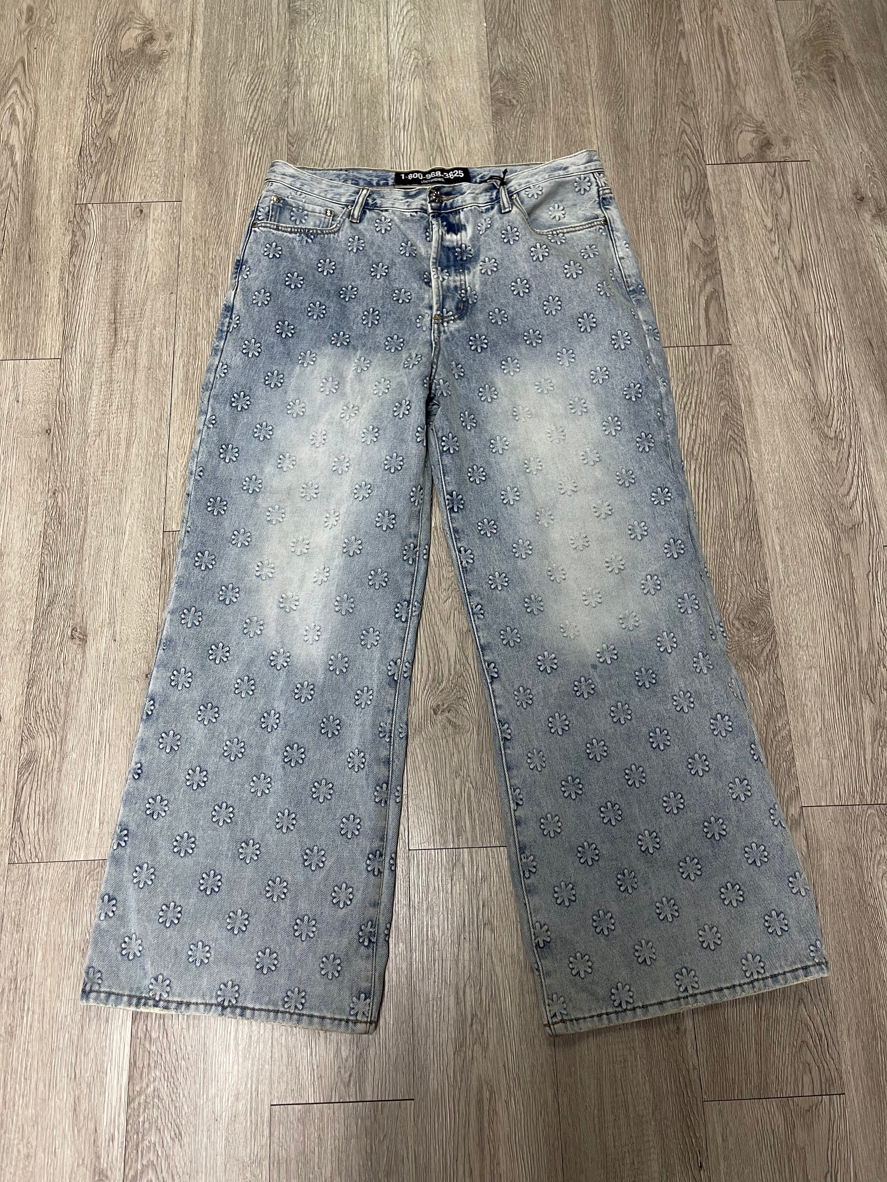 LOST SHDWS Light Wash Embossed Jeans