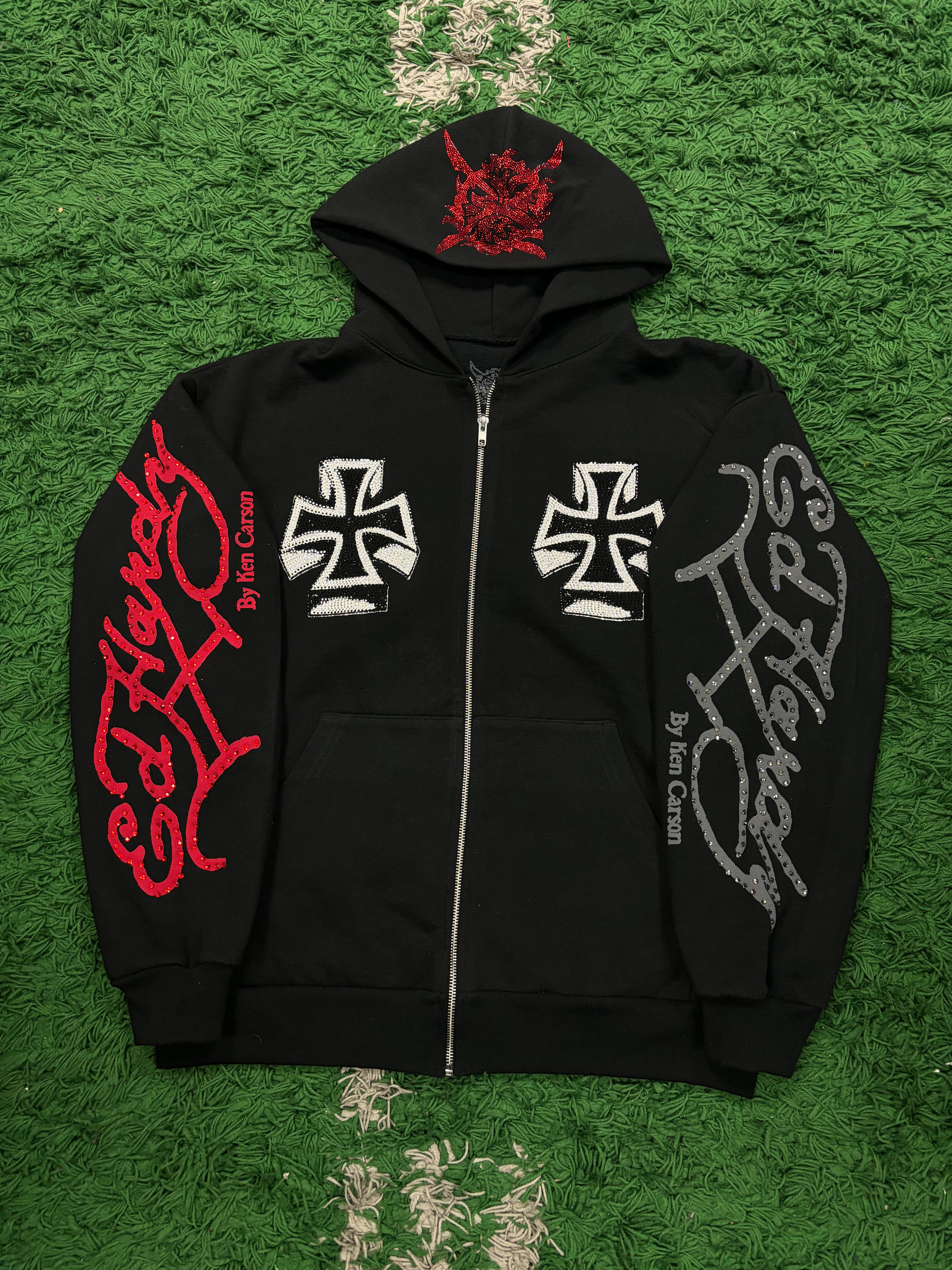 Ed Hardy x Ken Carson Xman Rhinestone Zip Up