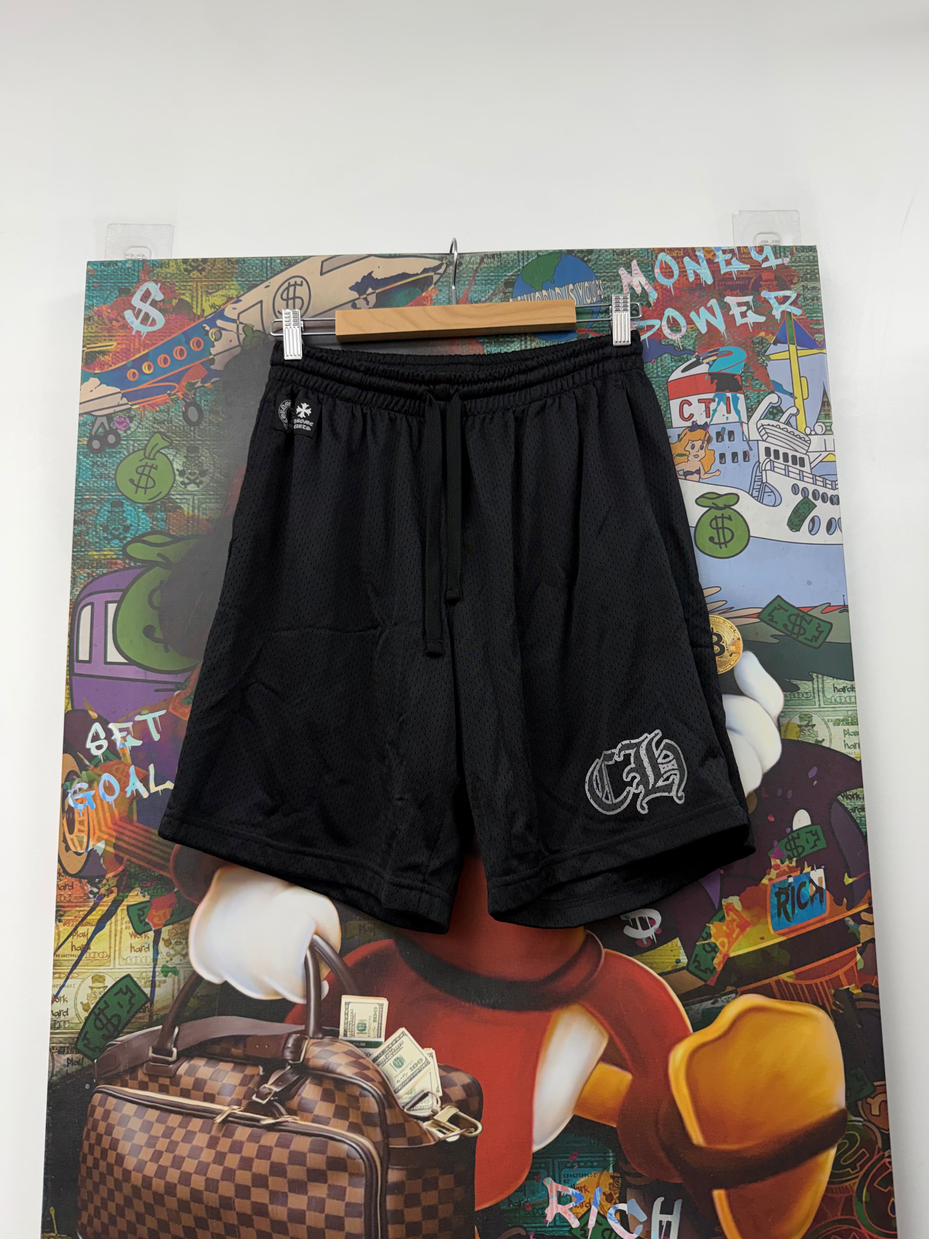 Chrome Hearts Black Mesh CH Shorts