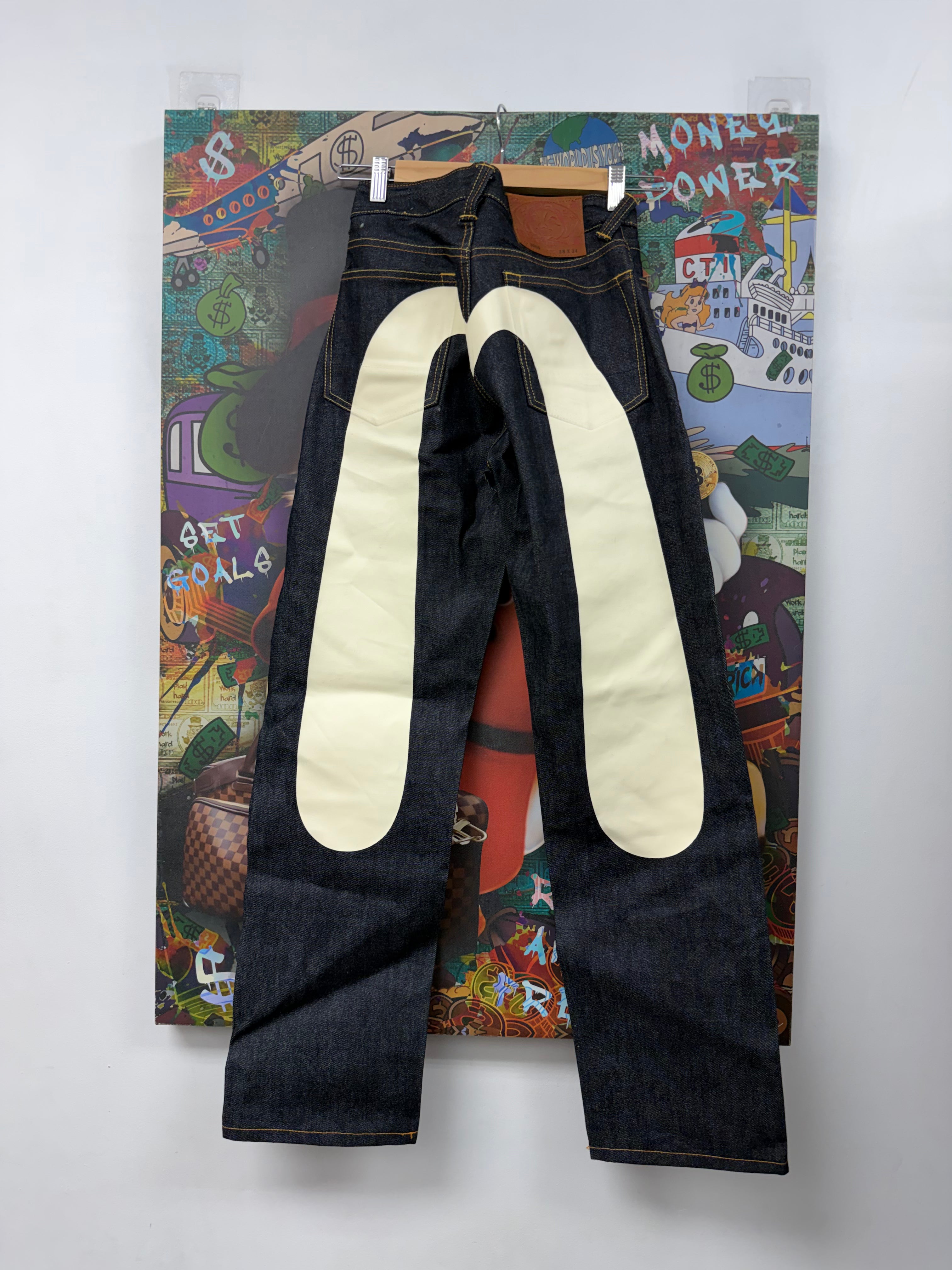 Evisu Dark Selvedge Cream (Altered Fits 26) Jeans