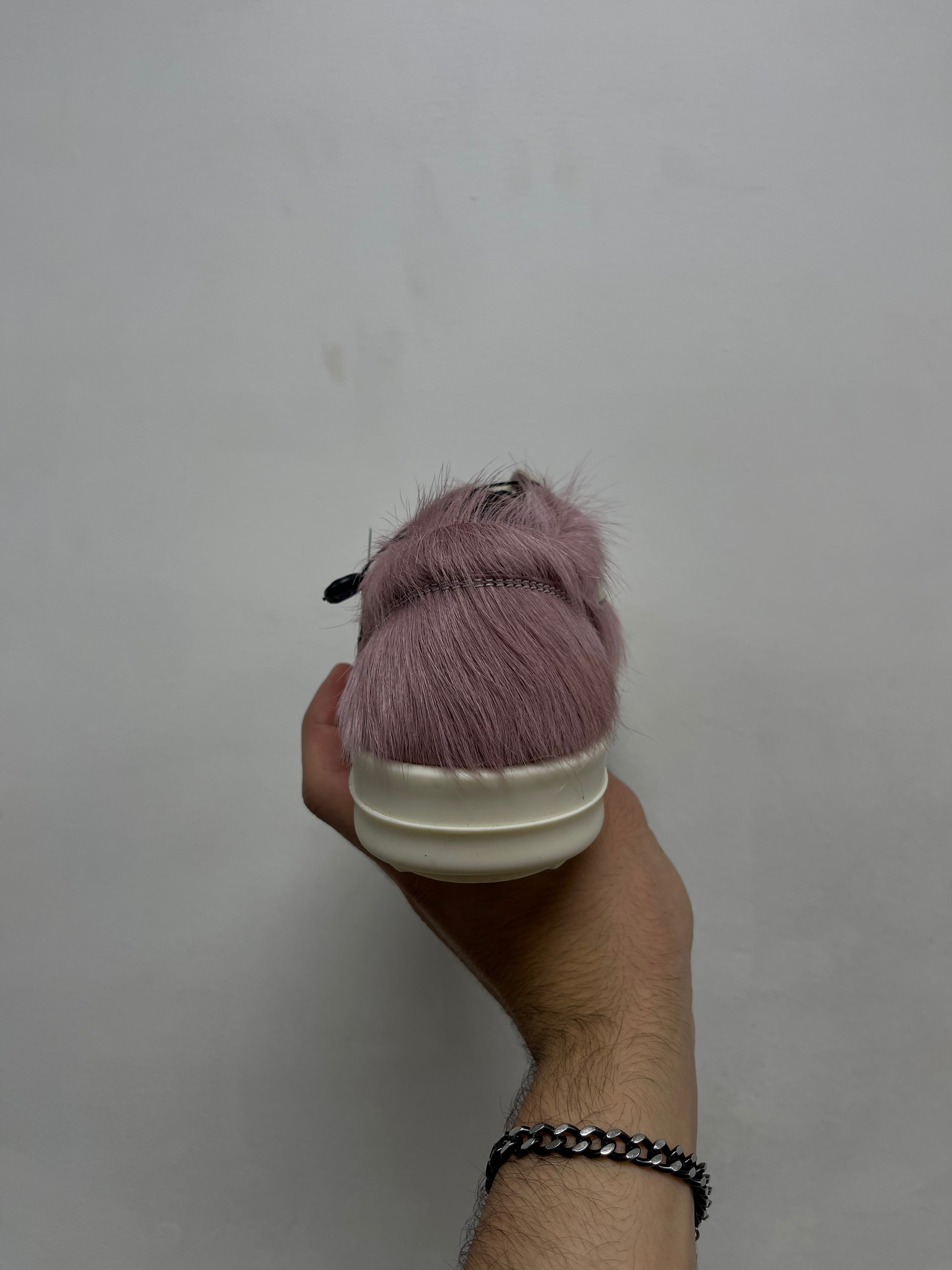 Rick Owens Pink & Milk 'Mainline' Ponyhair Vintage Low Sneakers