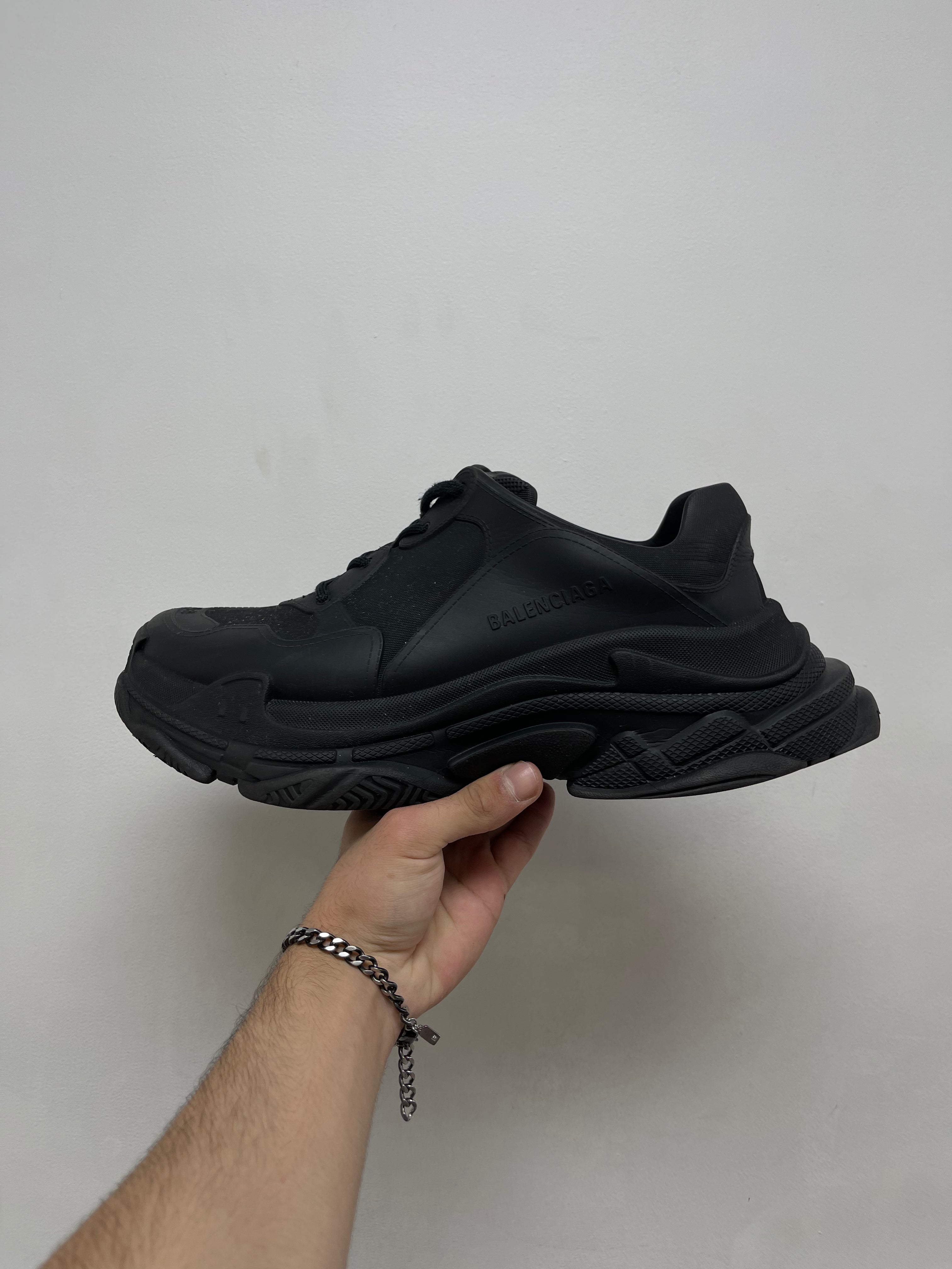 Balenciaga Black Rubber Triple S Sneakers