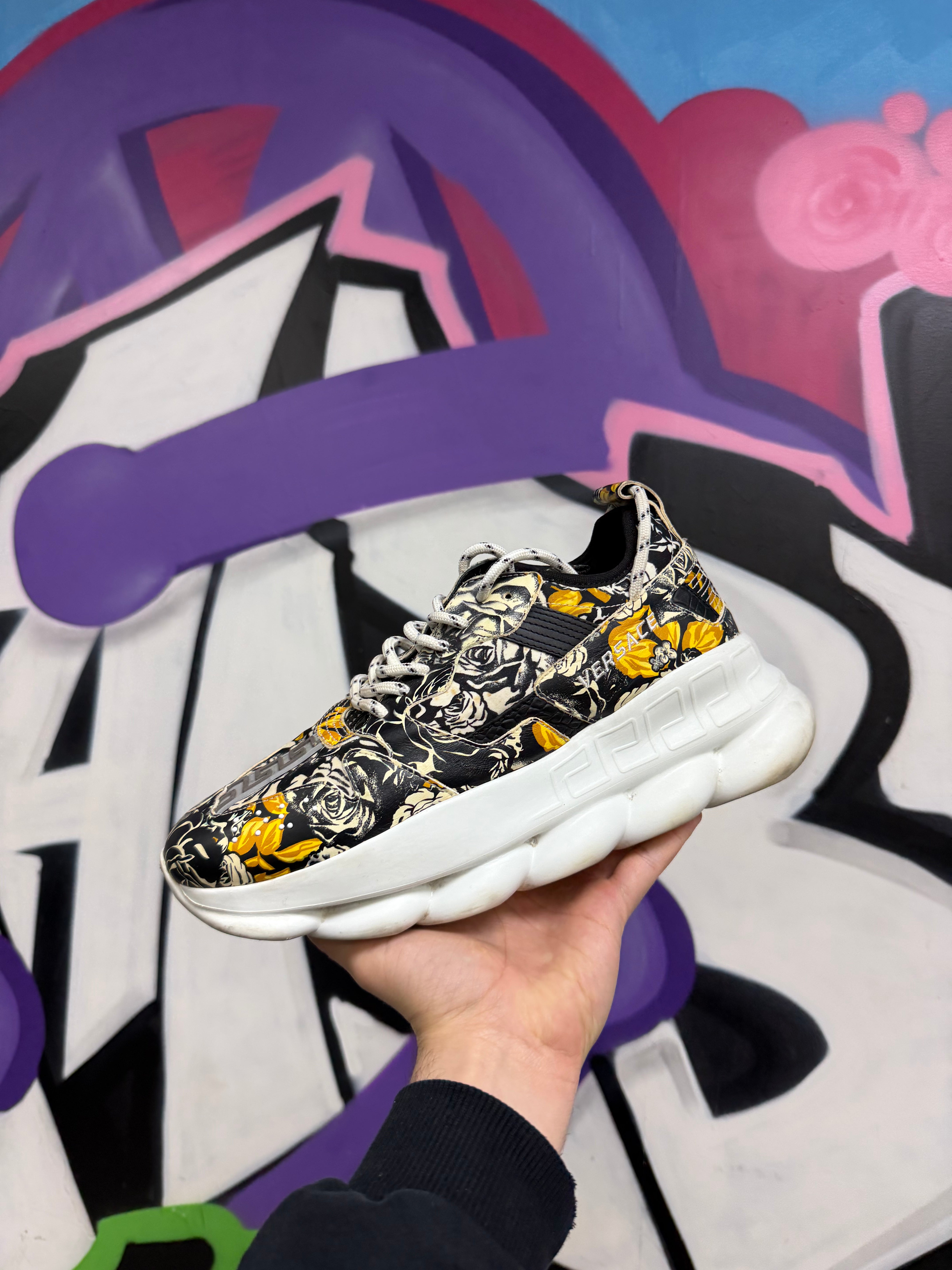 Versace Black Gold Chain Reaction Sneakers