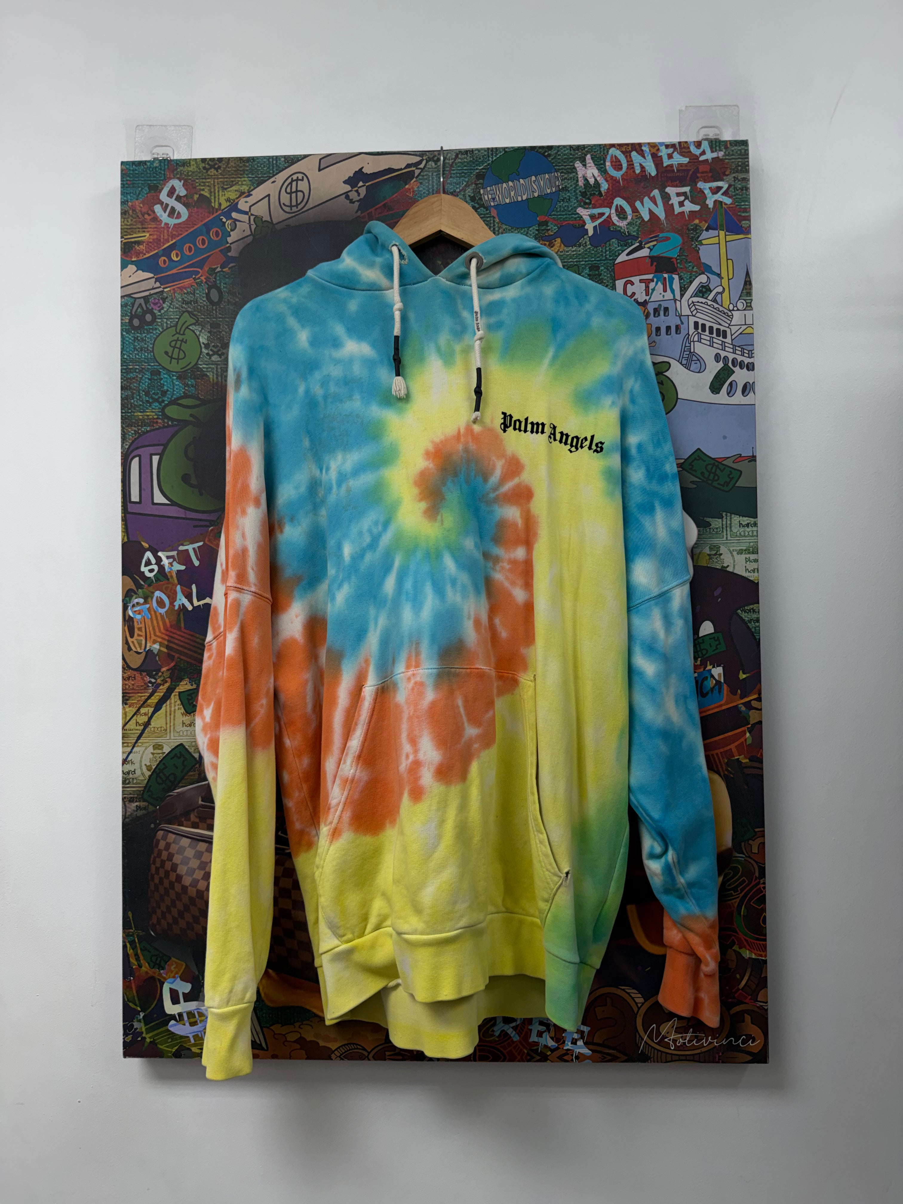 Palm Angels Tie Dye Chest Logo Hoodie