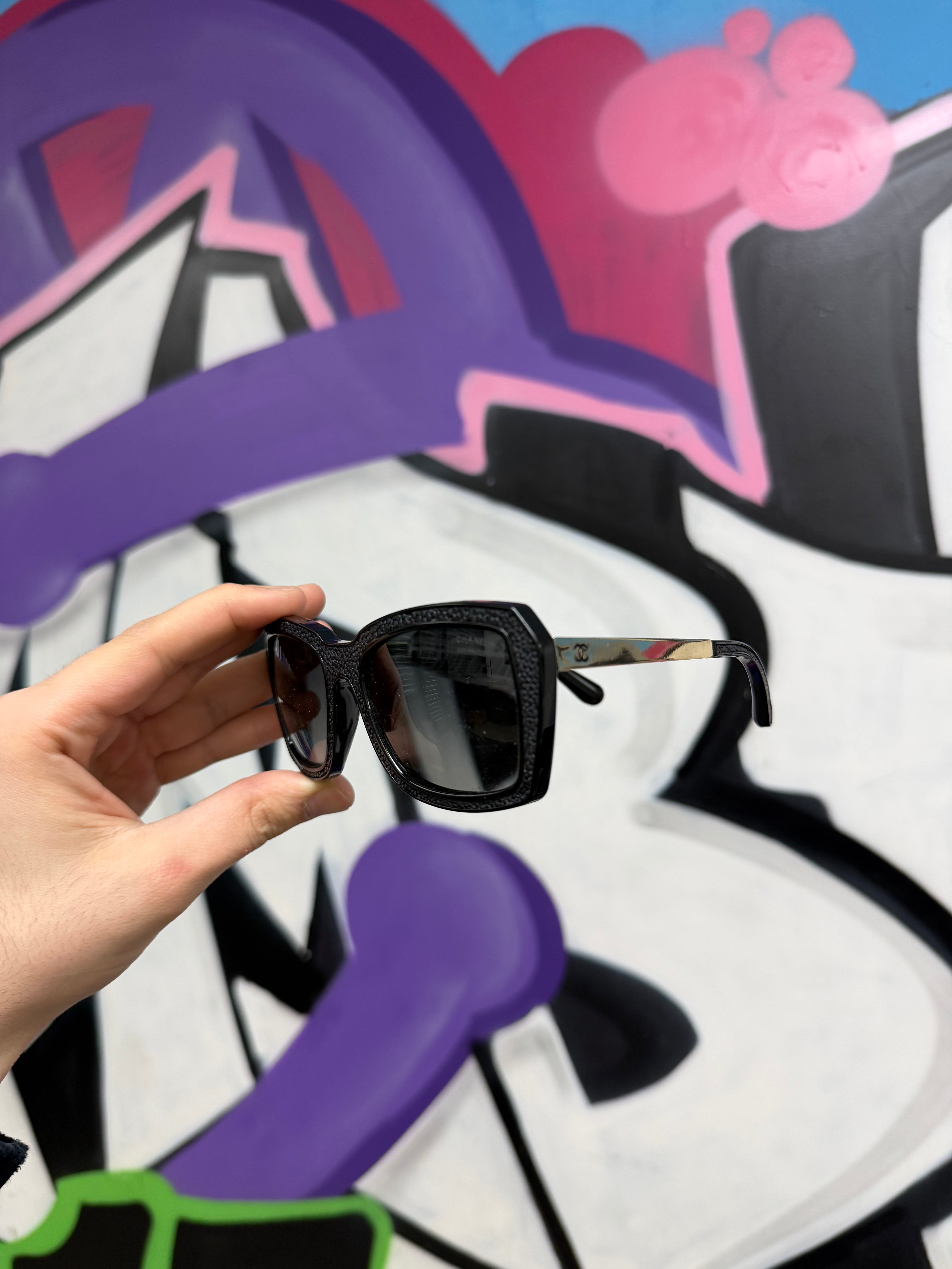 Chanel Black Stingray Polarized Sunglasses