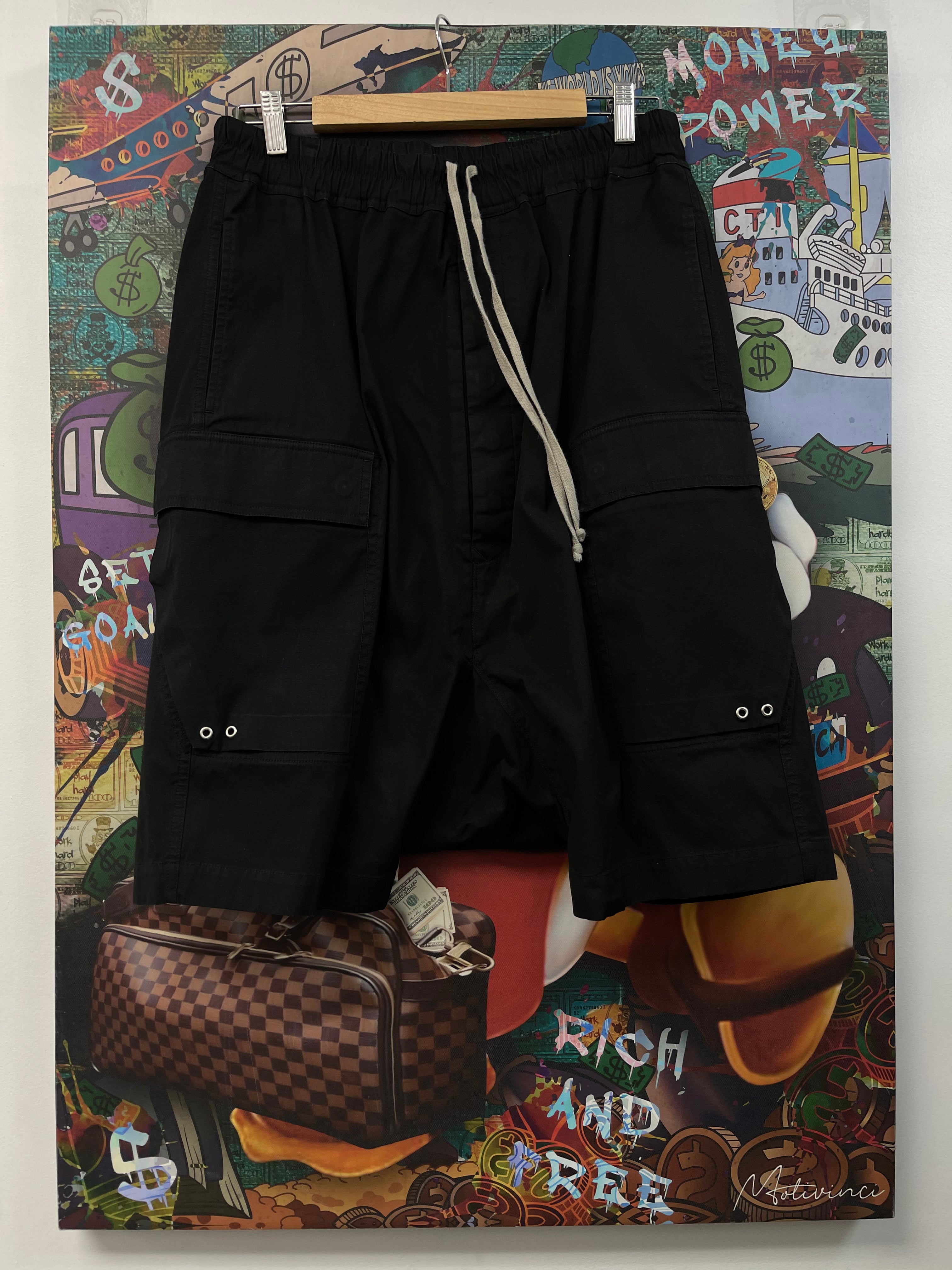 Rick Owens Black Cargo Shorts
