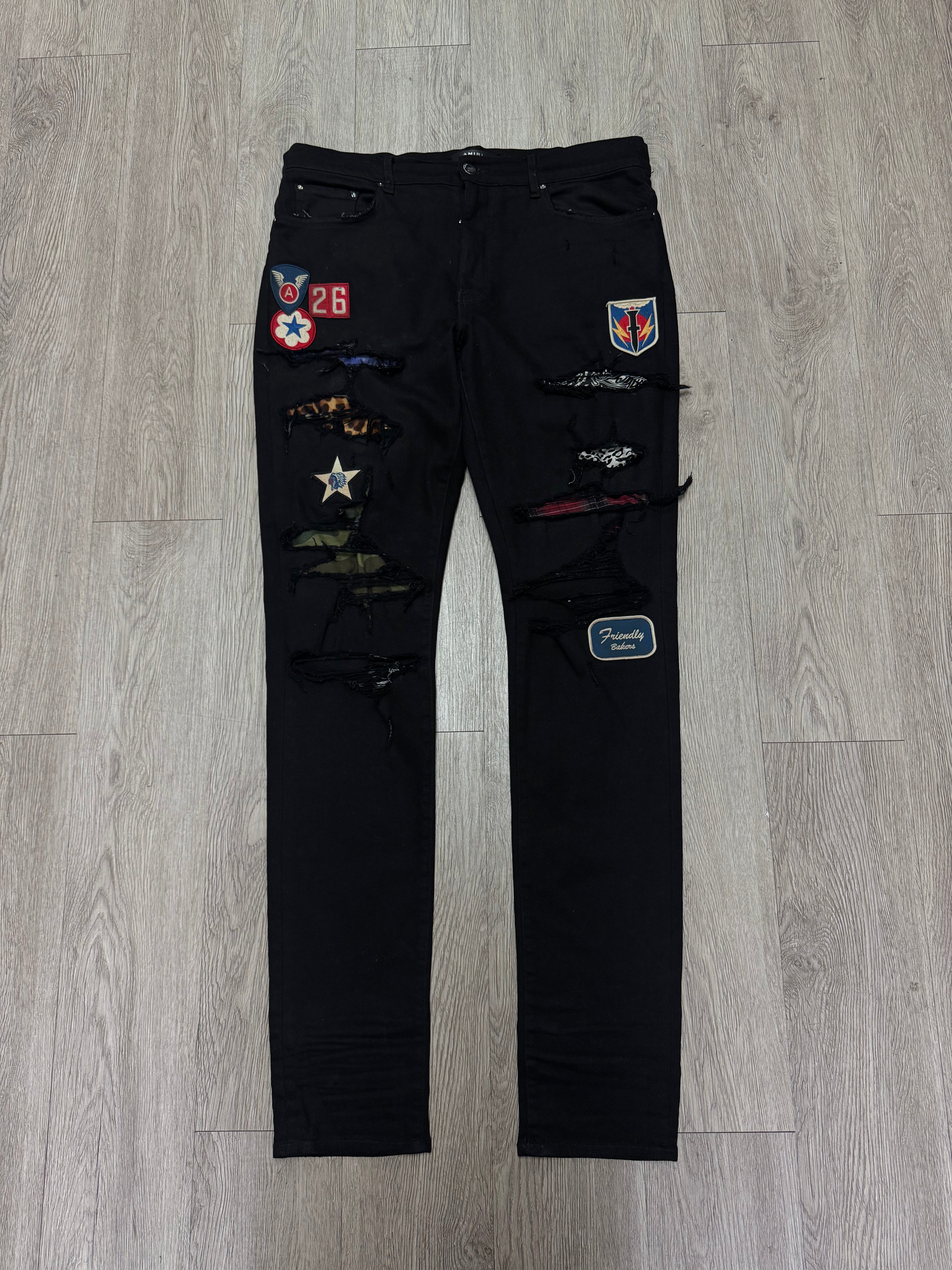 Amiri Black Airborne Patchwork Jeans