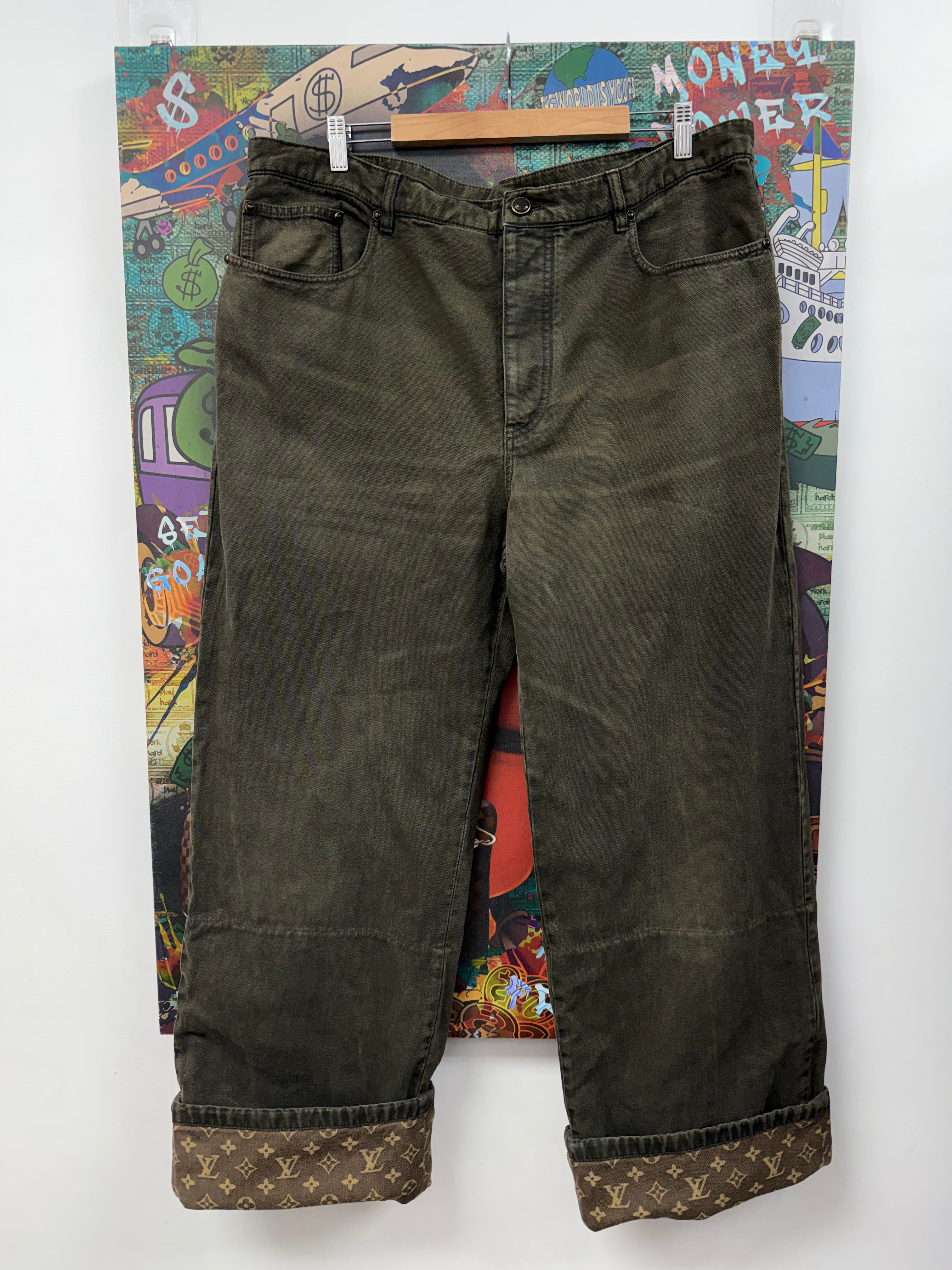 Louis Vuitton Waxed Canvas Cuff Monogram Jeans