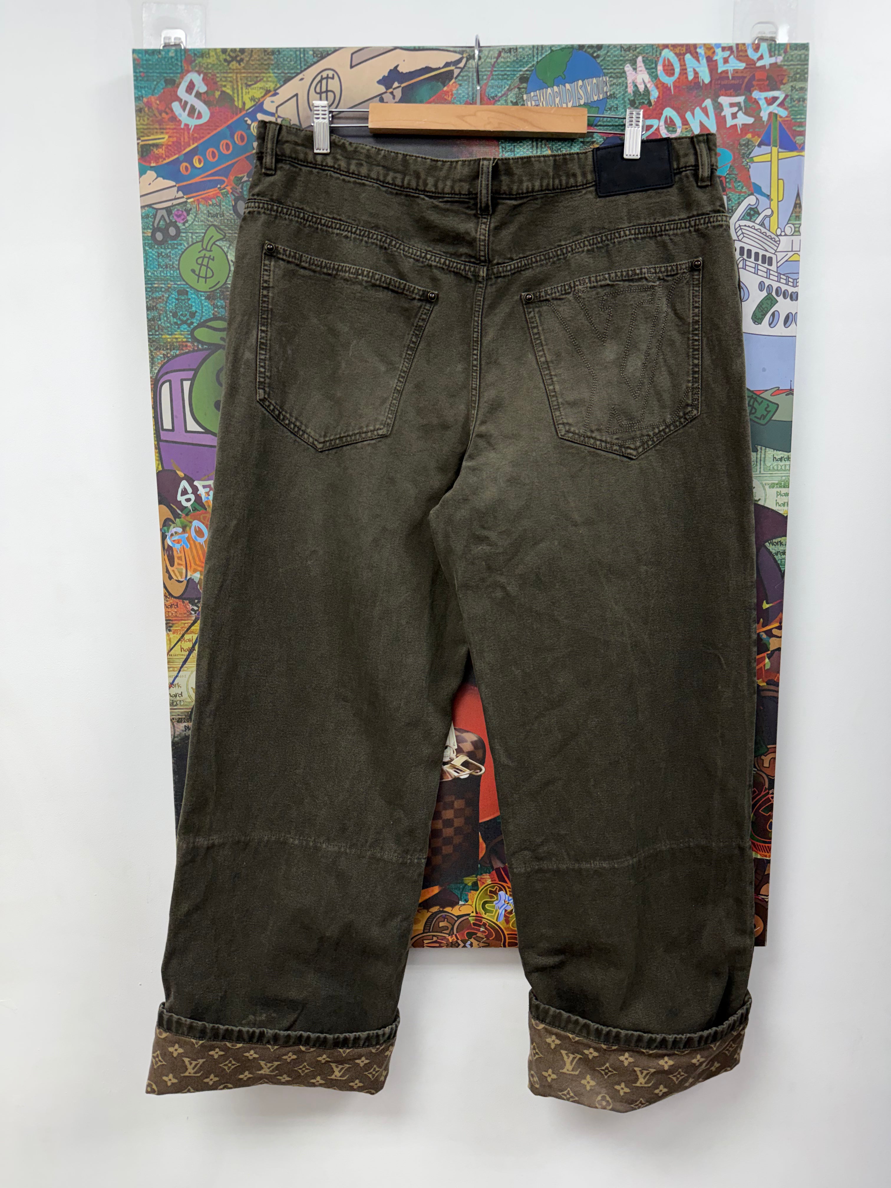 Louis Vuitton Waxed Canvas Cuff Monogram Jeans