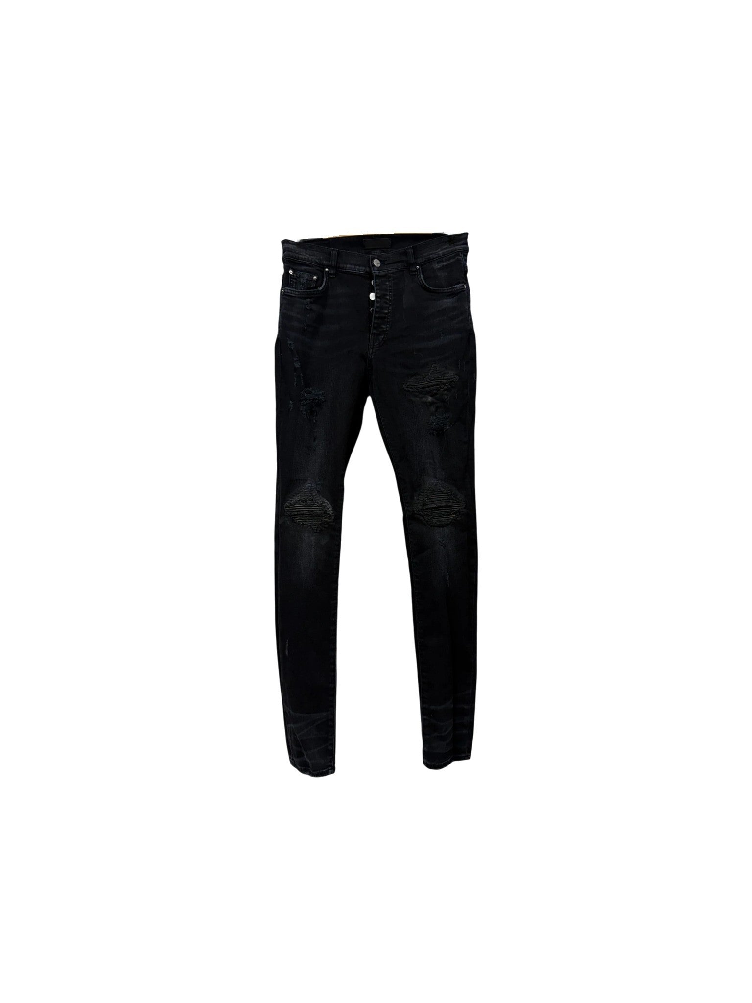 Amiri "MX1" Leather Patch Light Wash & Black Jeans