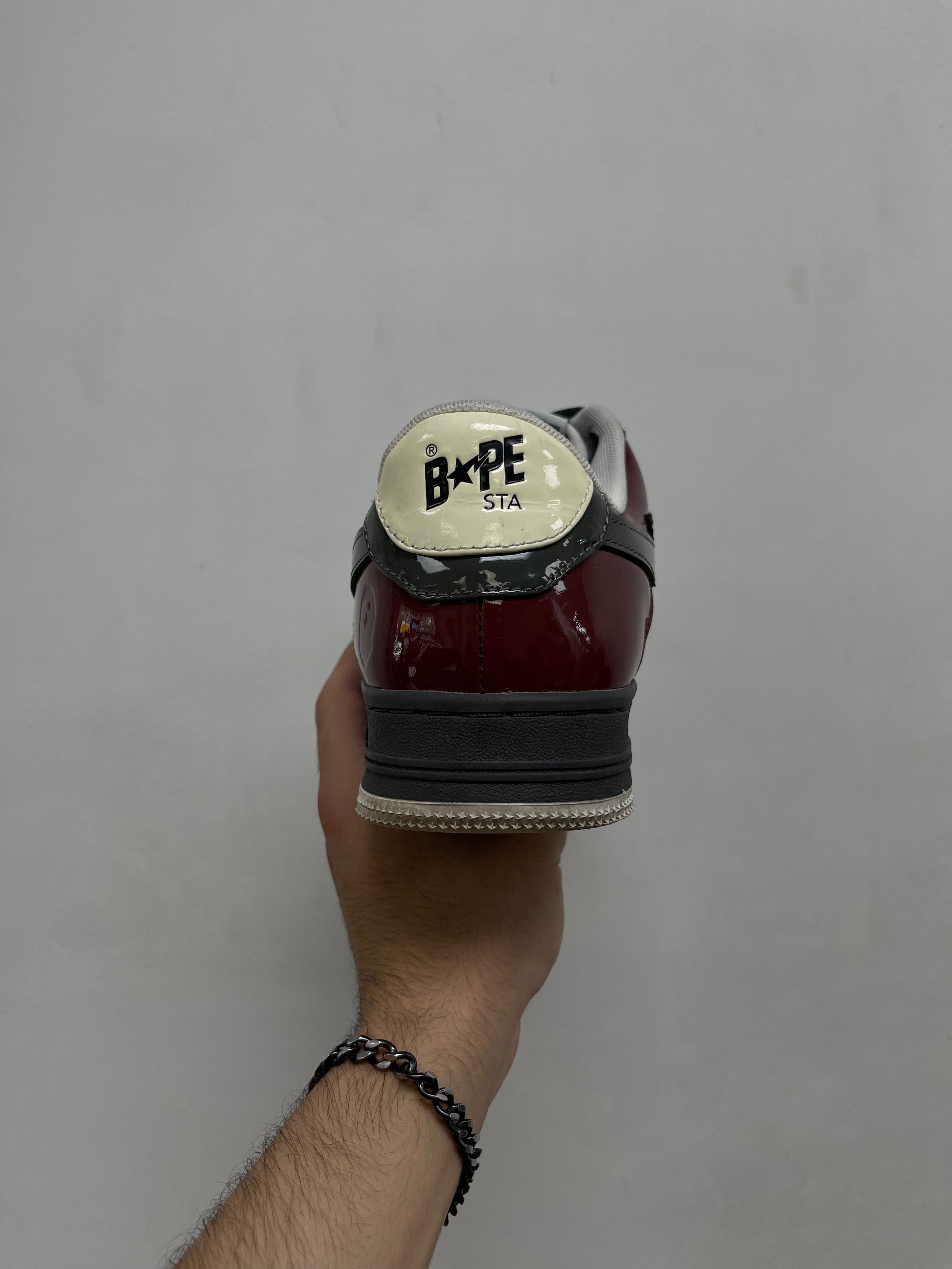 BAPE Grey Burgundy Bapesta Sneakers