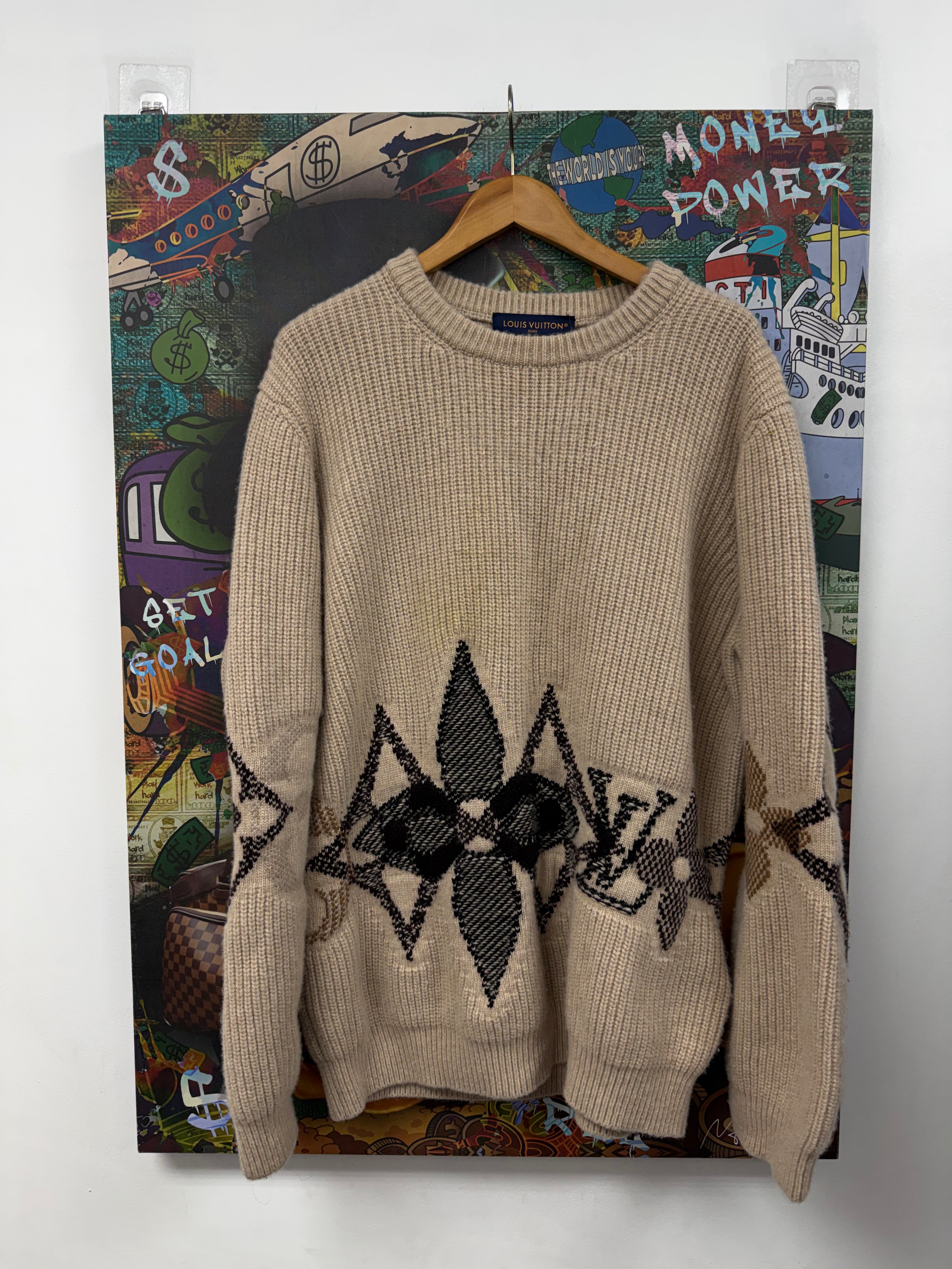 Louis Vuitton Tan Brown Plus Monogram Cashmere Sweater