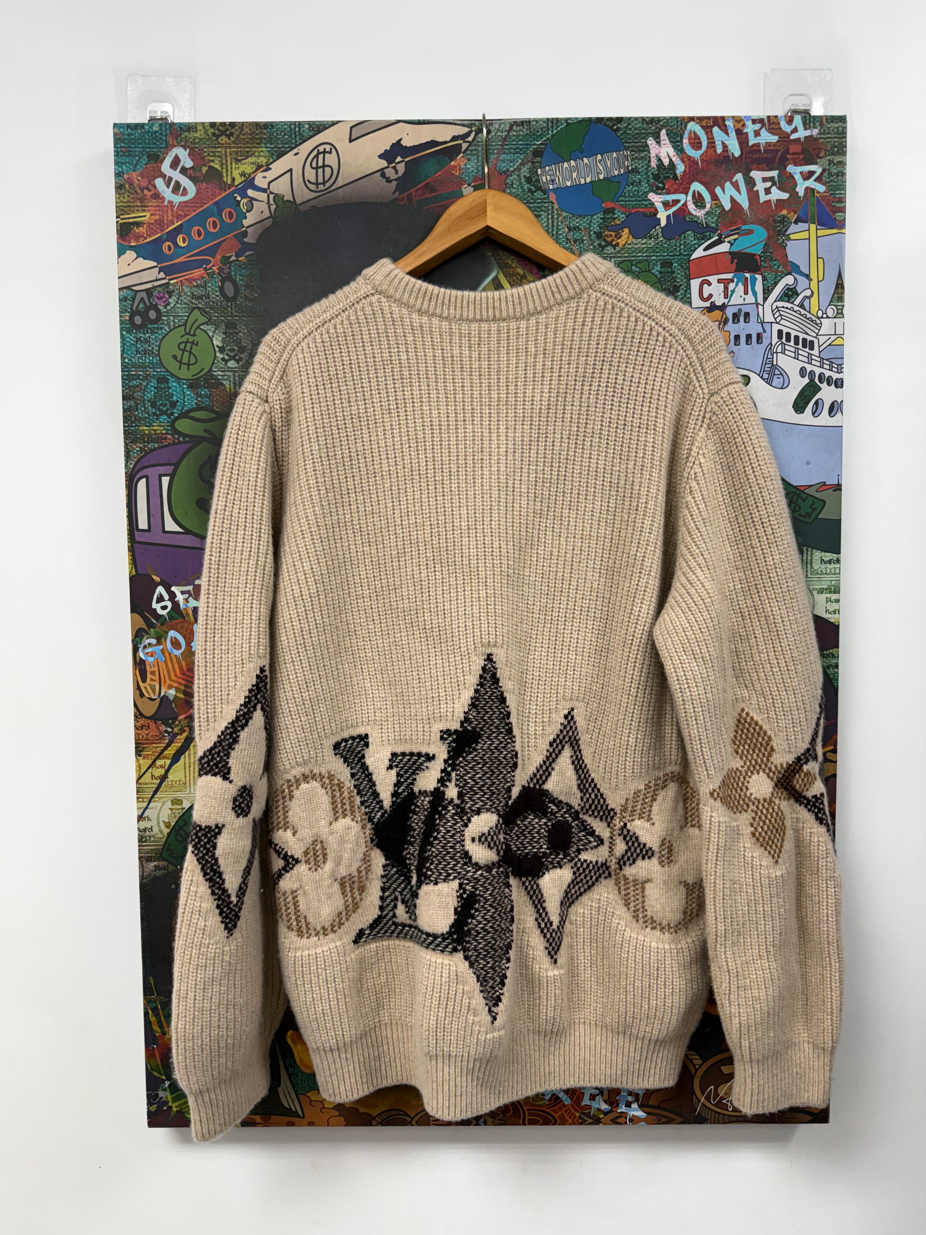 Louis Vuitton Tan Brown Plus Monogram Cashmere Sweater