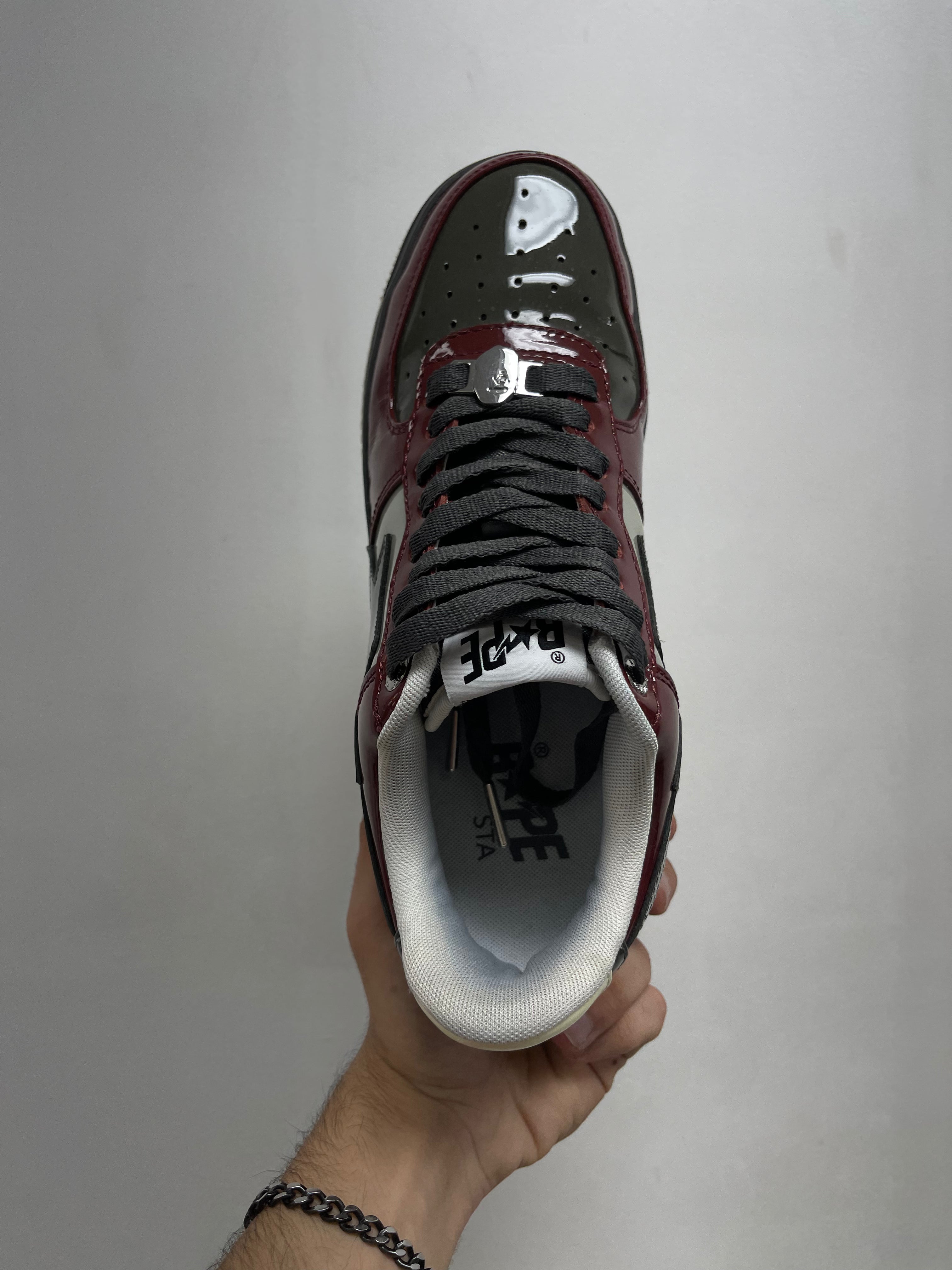 BAPE Grey Burgundy Bapesta Sneakers