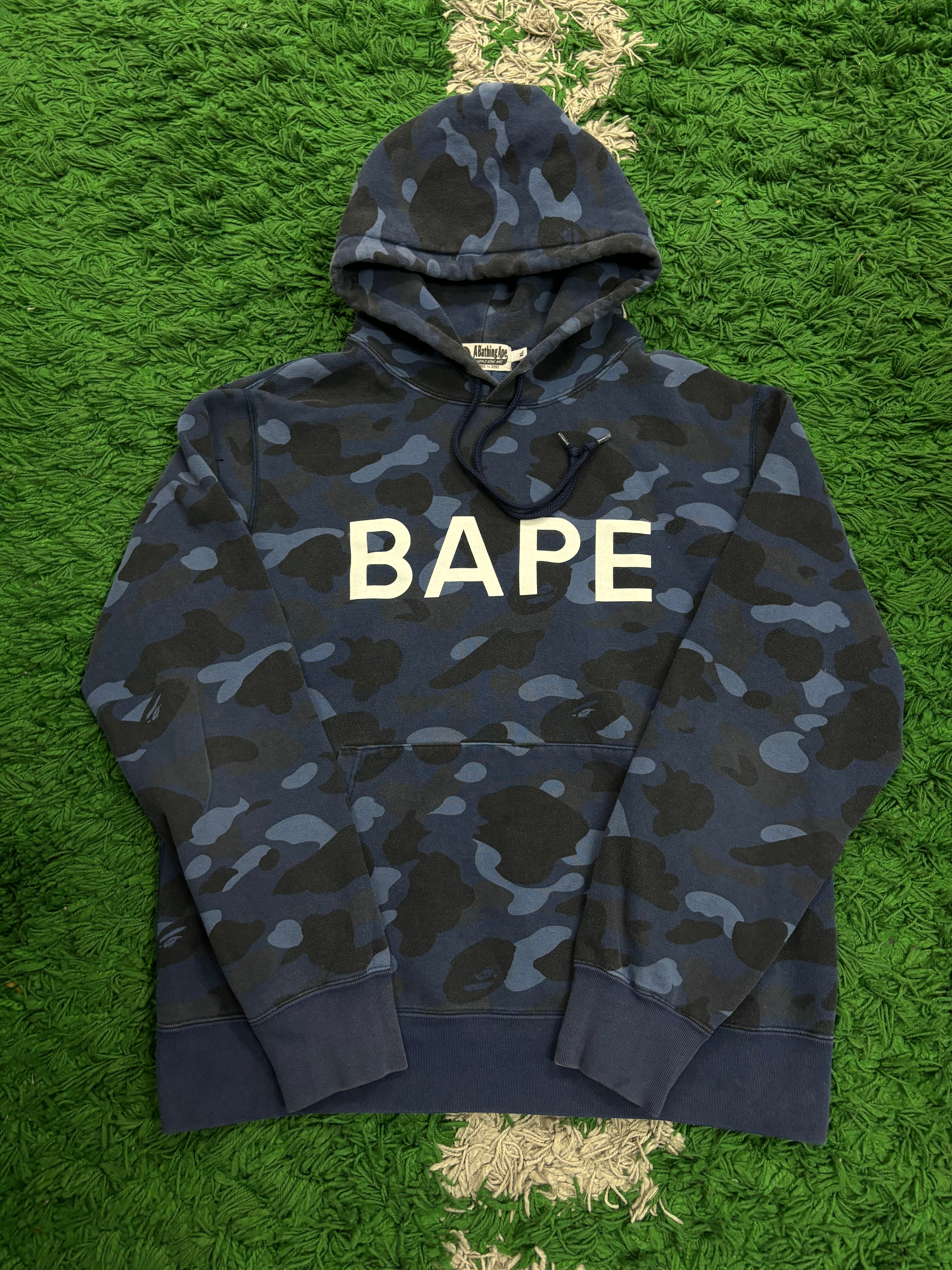 BAPE Classic Logo Hoodie Navy Camo Used XL
