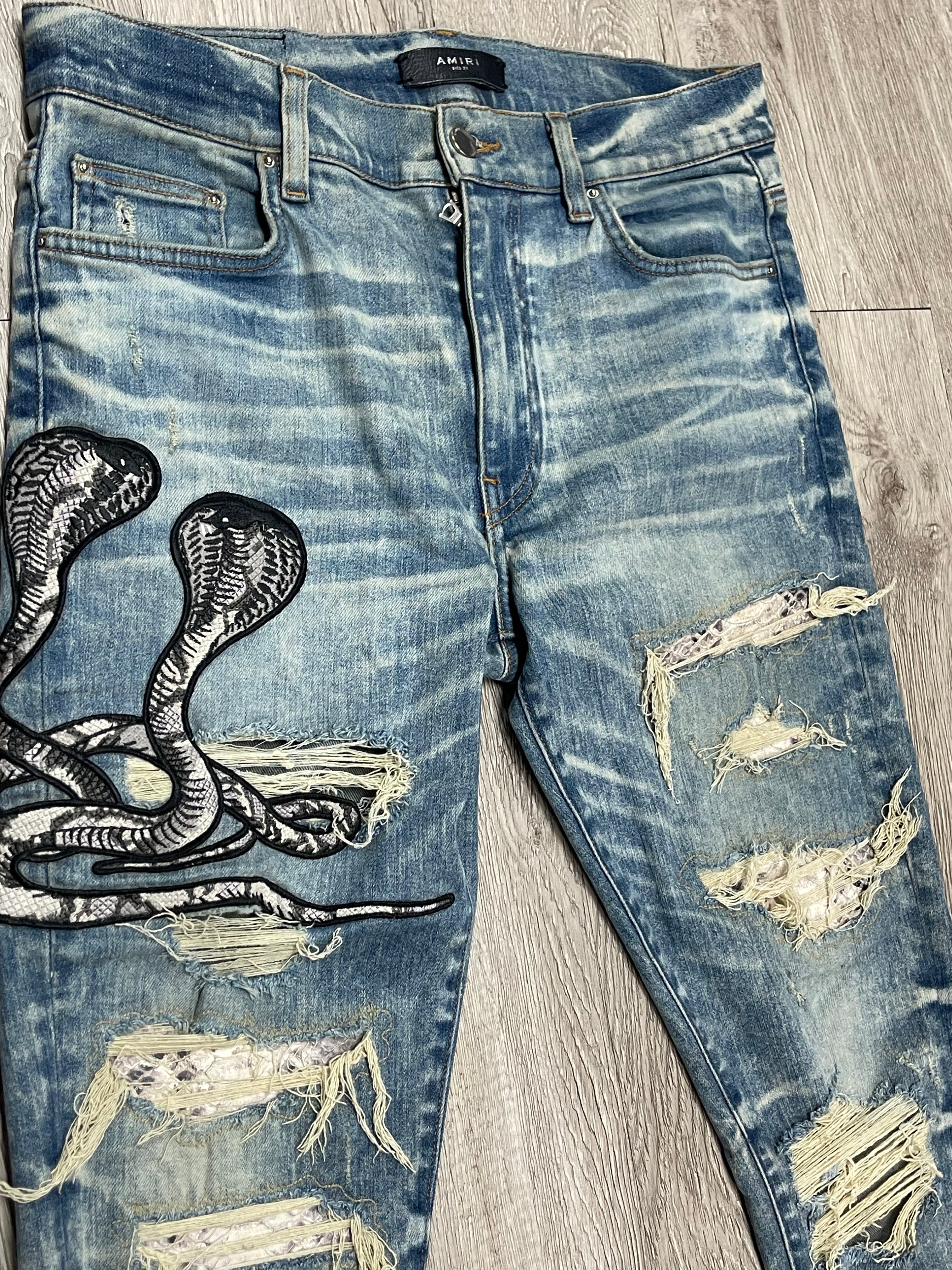 Amiri Aged Wash Cobra Denim Jeans