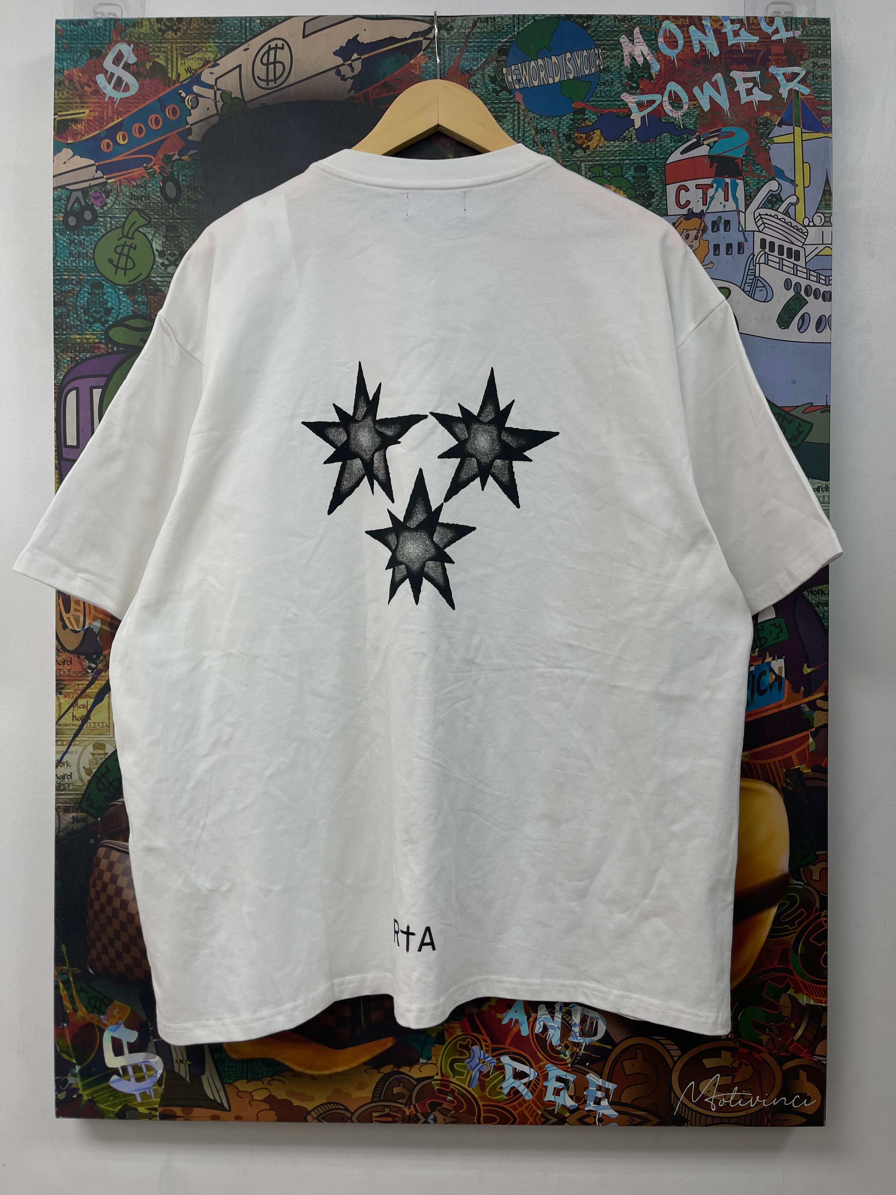 RTA White Black Triple Cross Tee