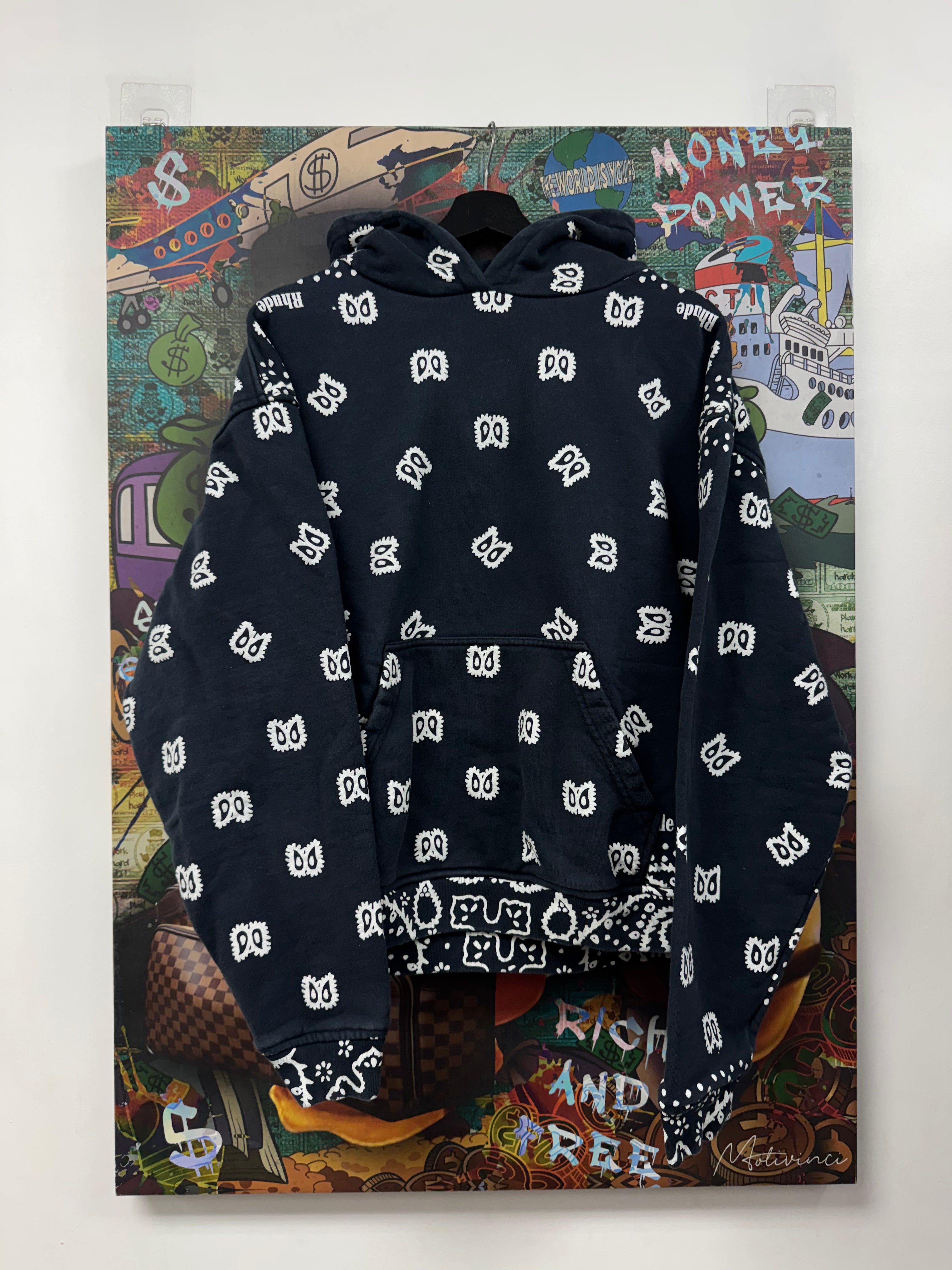Rhude Navy Bandana Print Hoodie