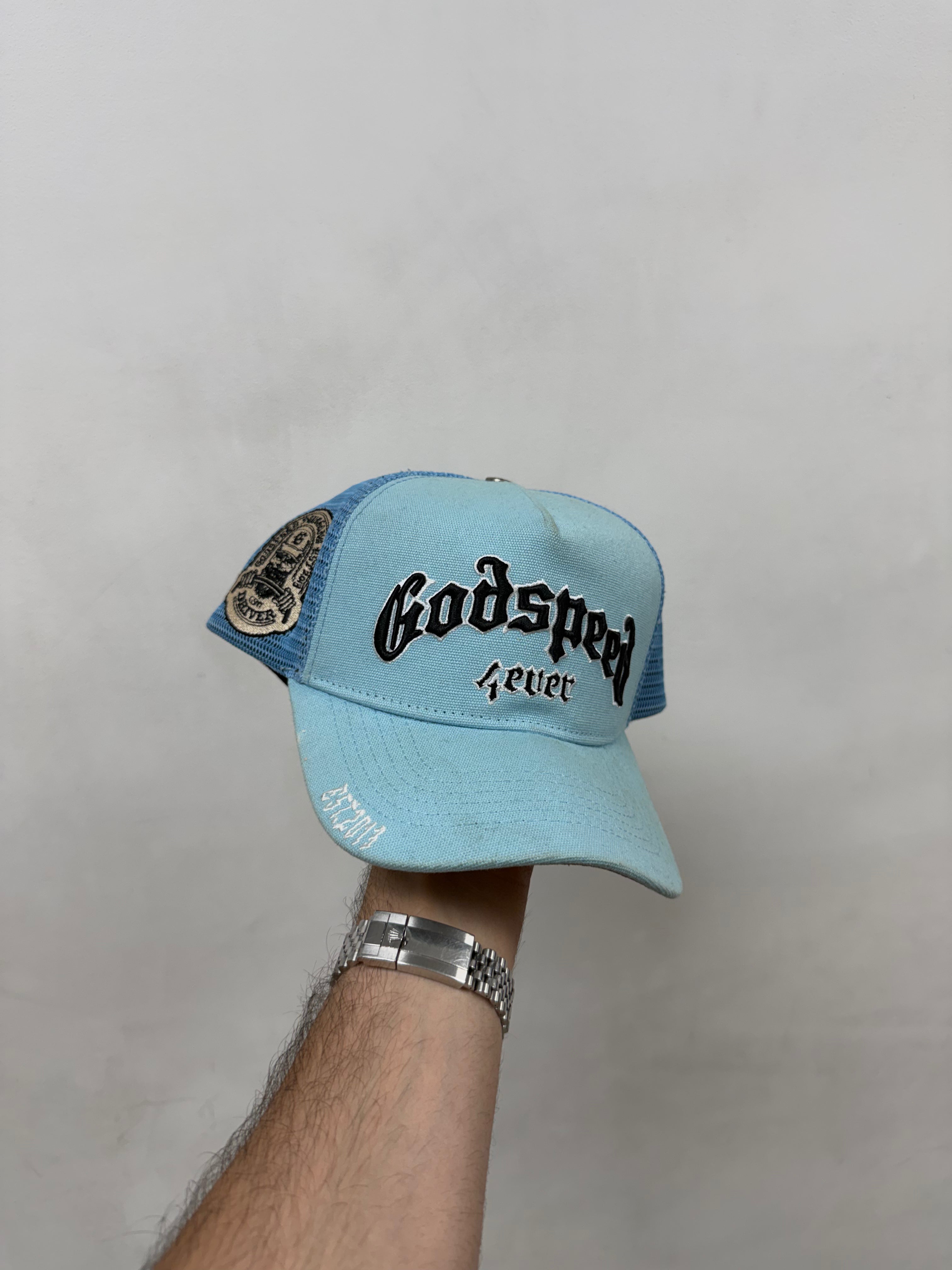 Godspeed Baby Blue Black 4Ever Trucker Hat