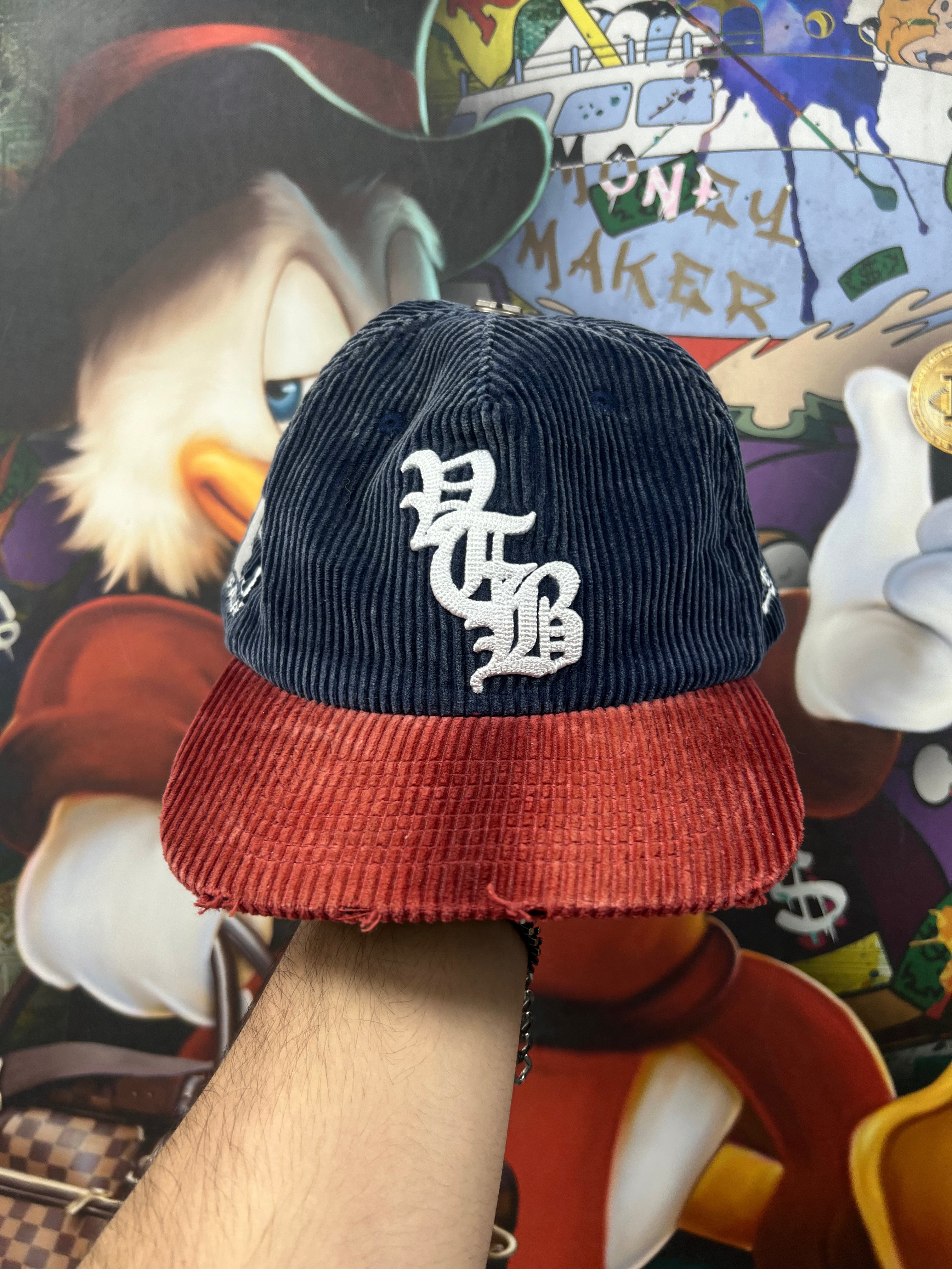 Vertabrae Navy Red Corduroy Hat