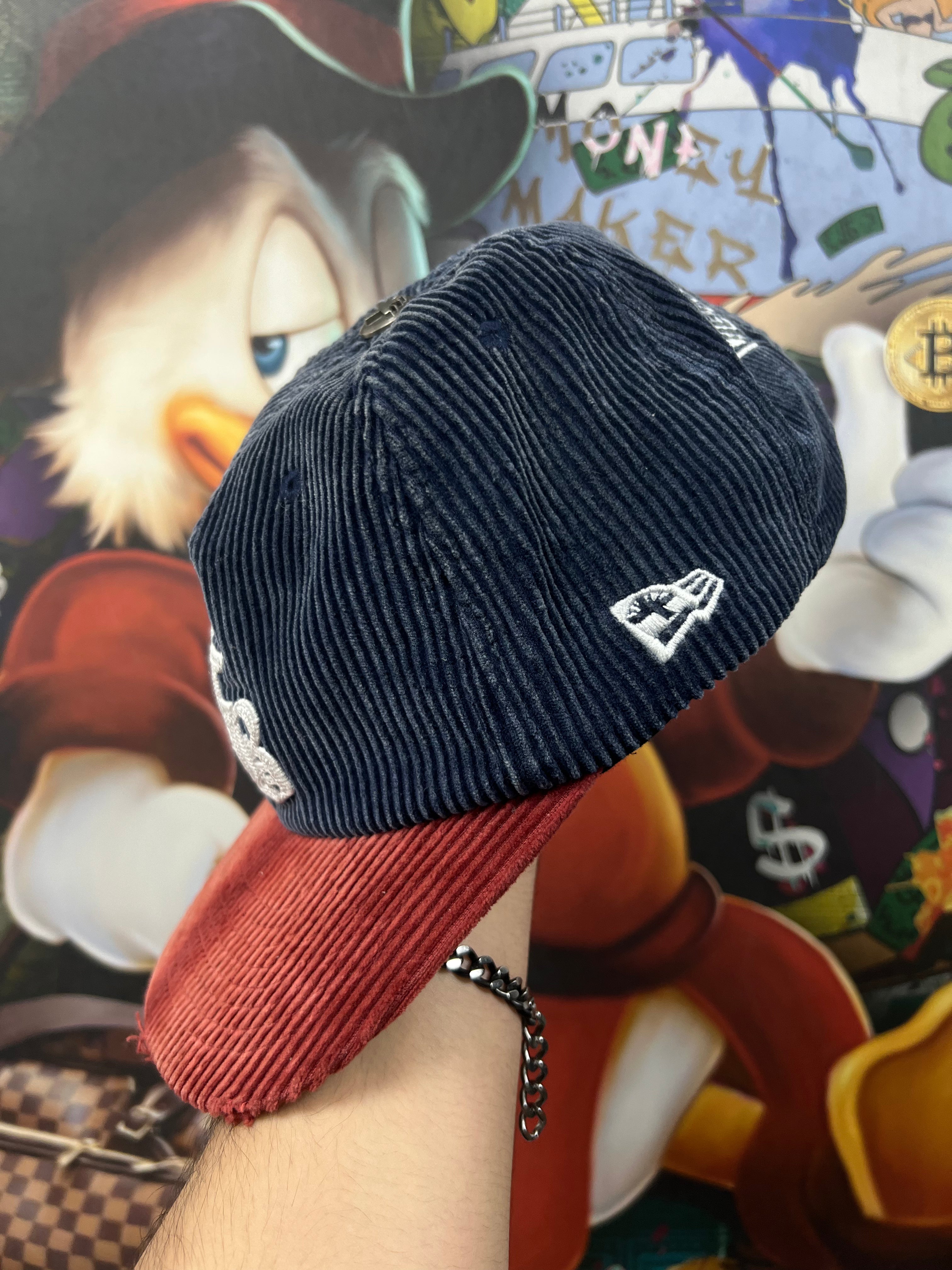 Vertabrae Navy Red Corduroy Hat