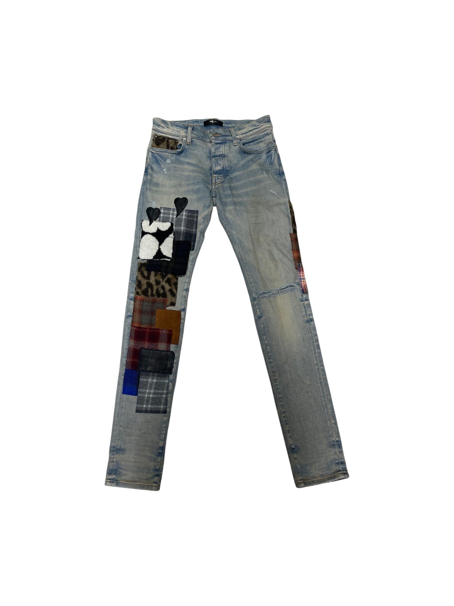 Amiri Lumberjack Patchwork Light Wash Jeans