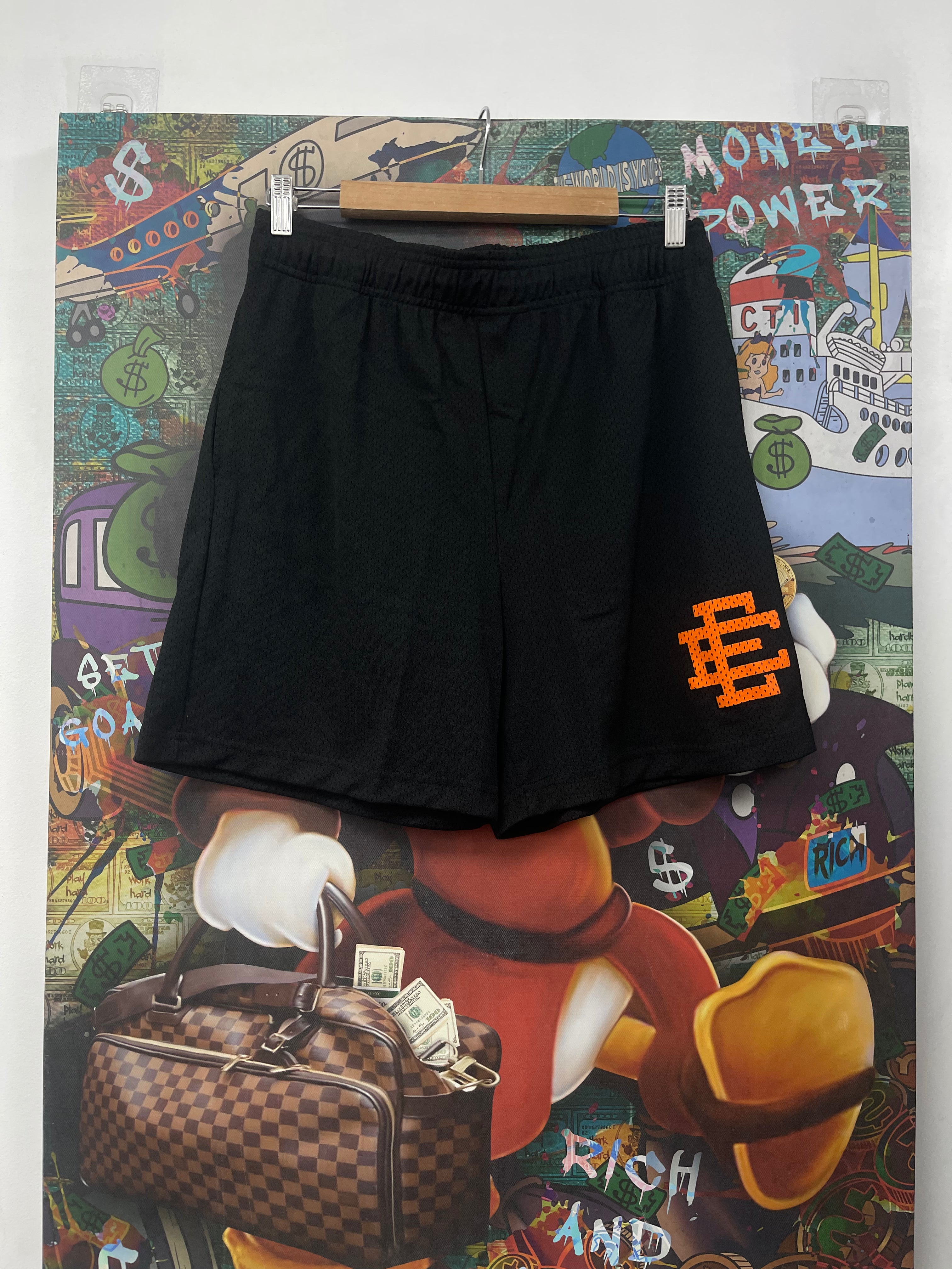 Eric Emanuel Black Orange Basics Shorts