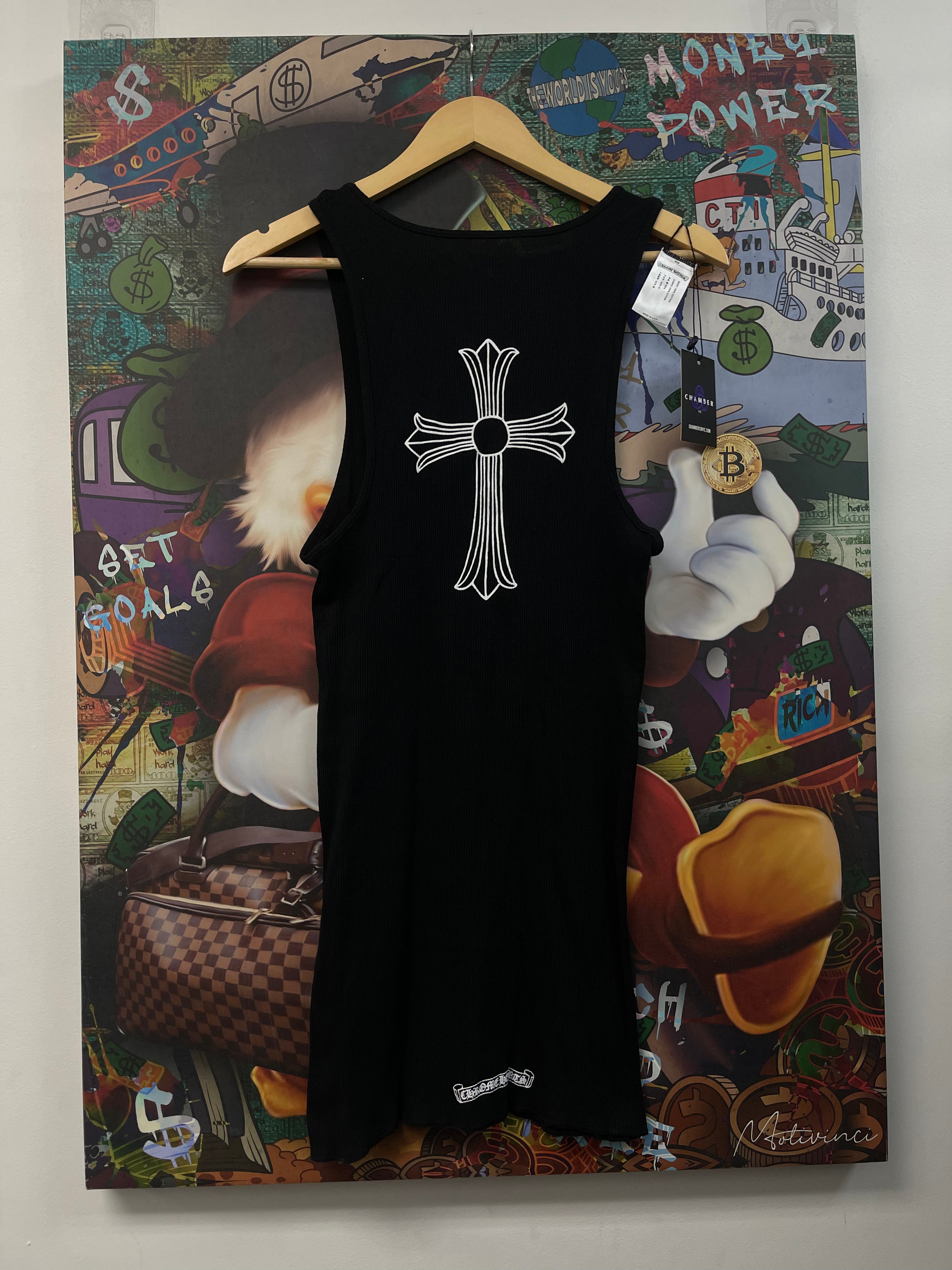 Chrome Hearts Black T-Bar Cross Tank Top