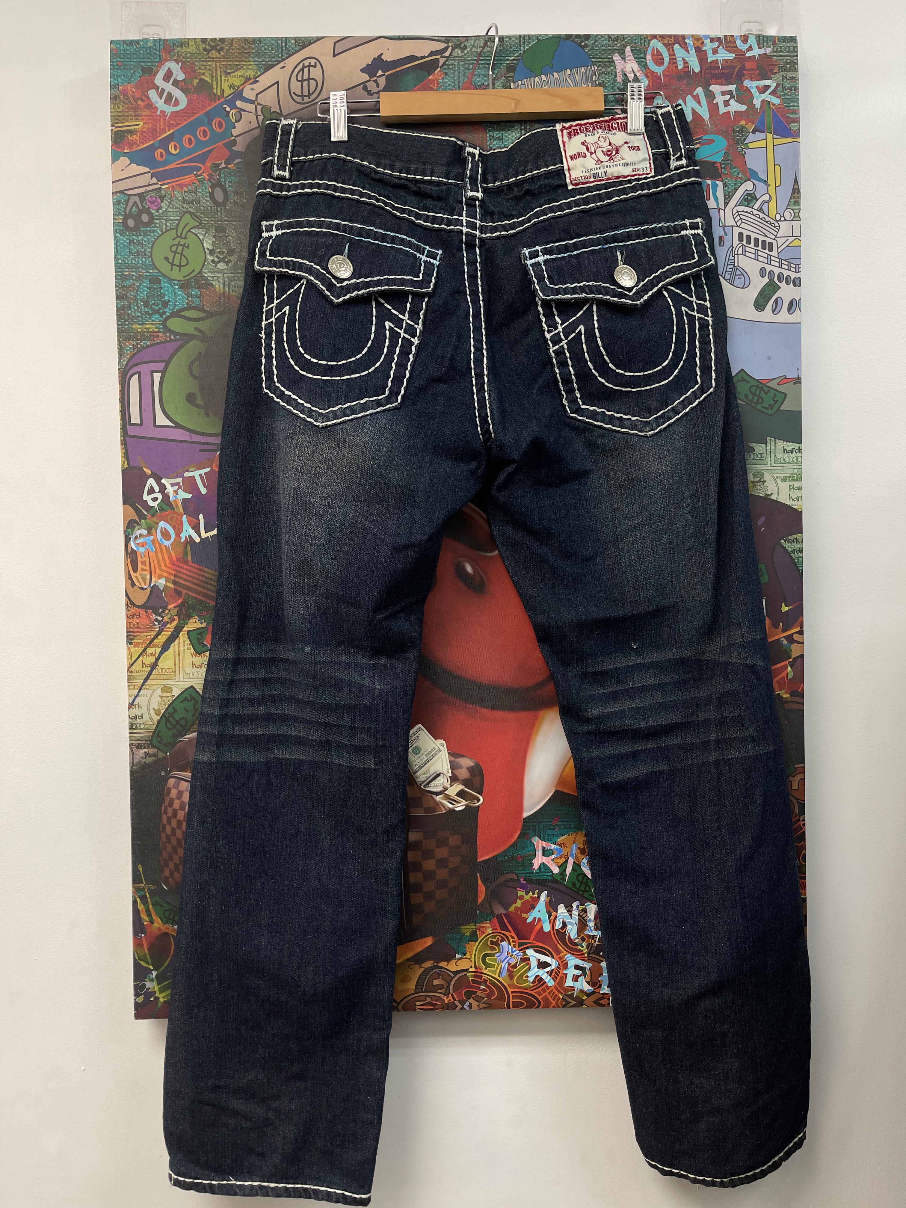 True Religon Dark Wash Distressed Jeans