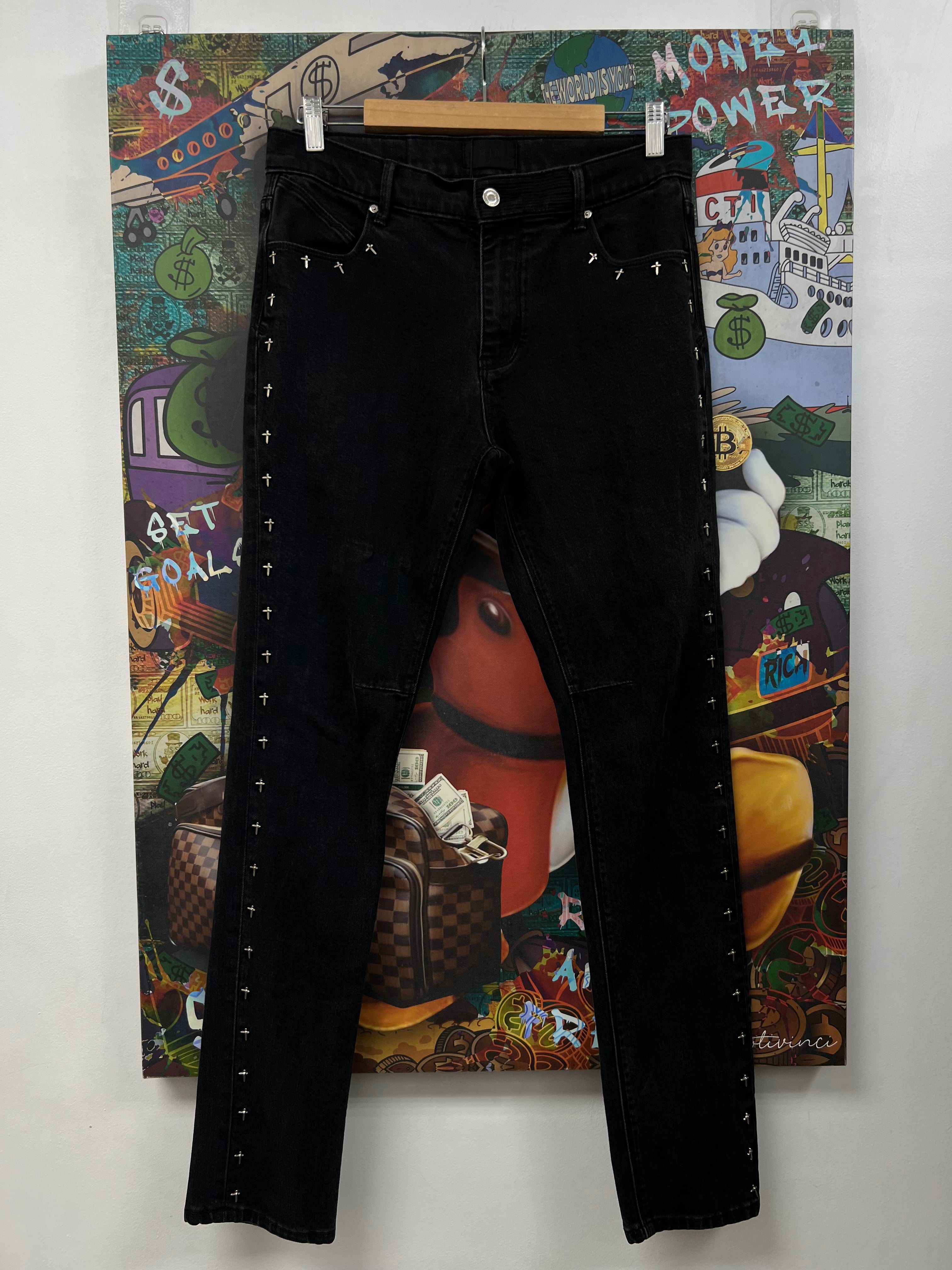 RTA Black Wash Metal Cross Jeans