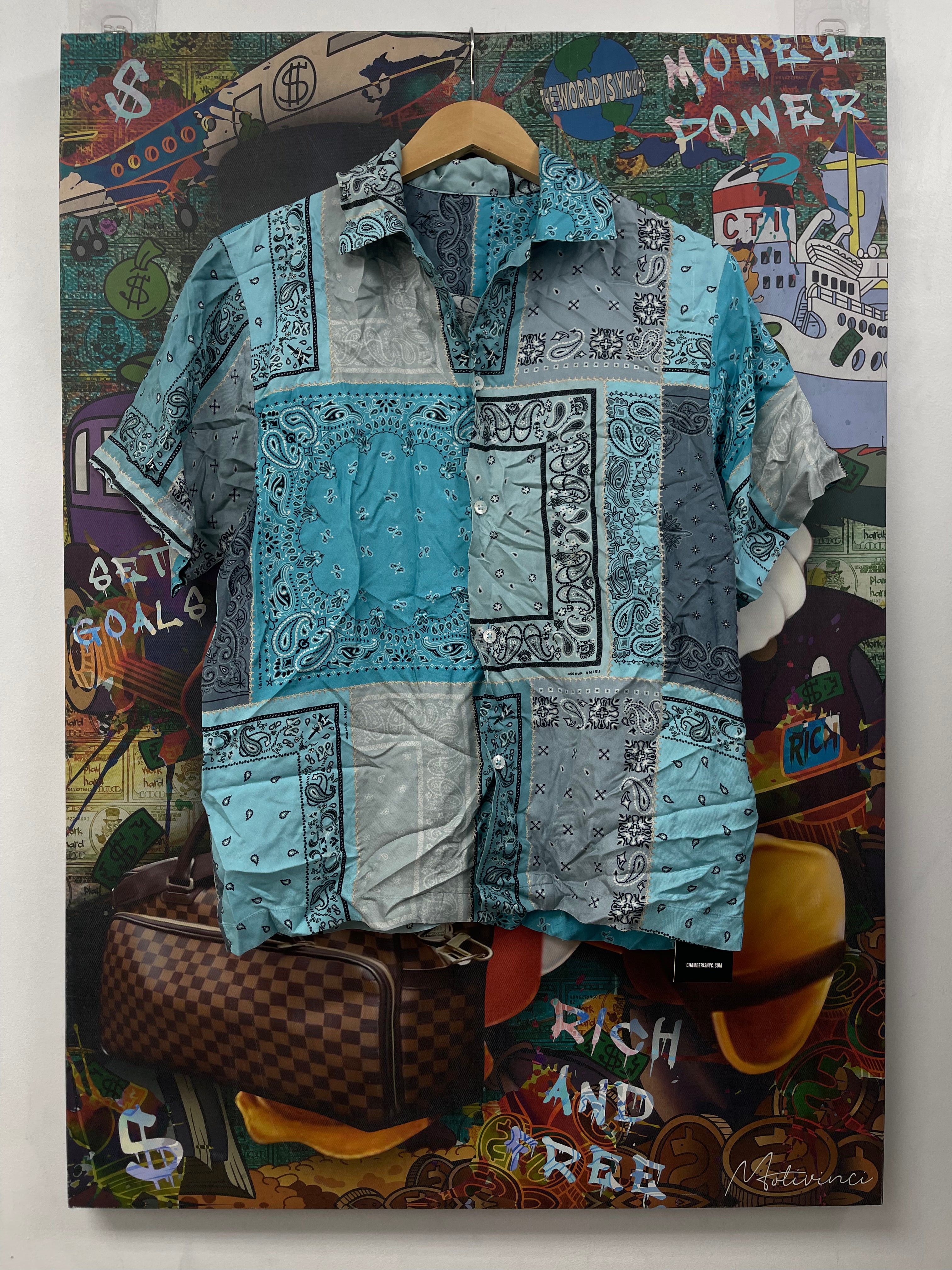 Amiri Baby Blue Bandana Button Up