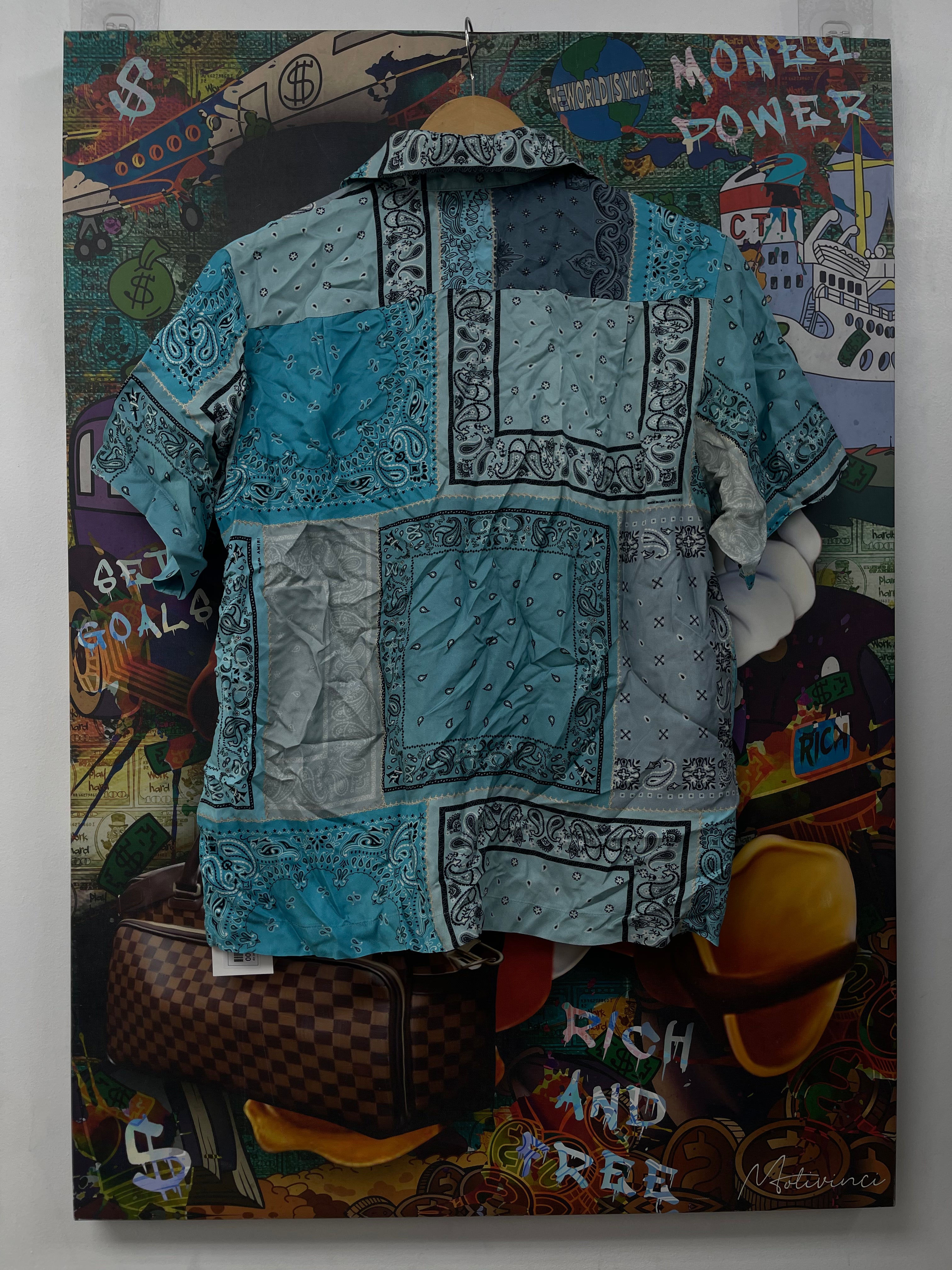 Amiri Baby Blue Bandana Button Up