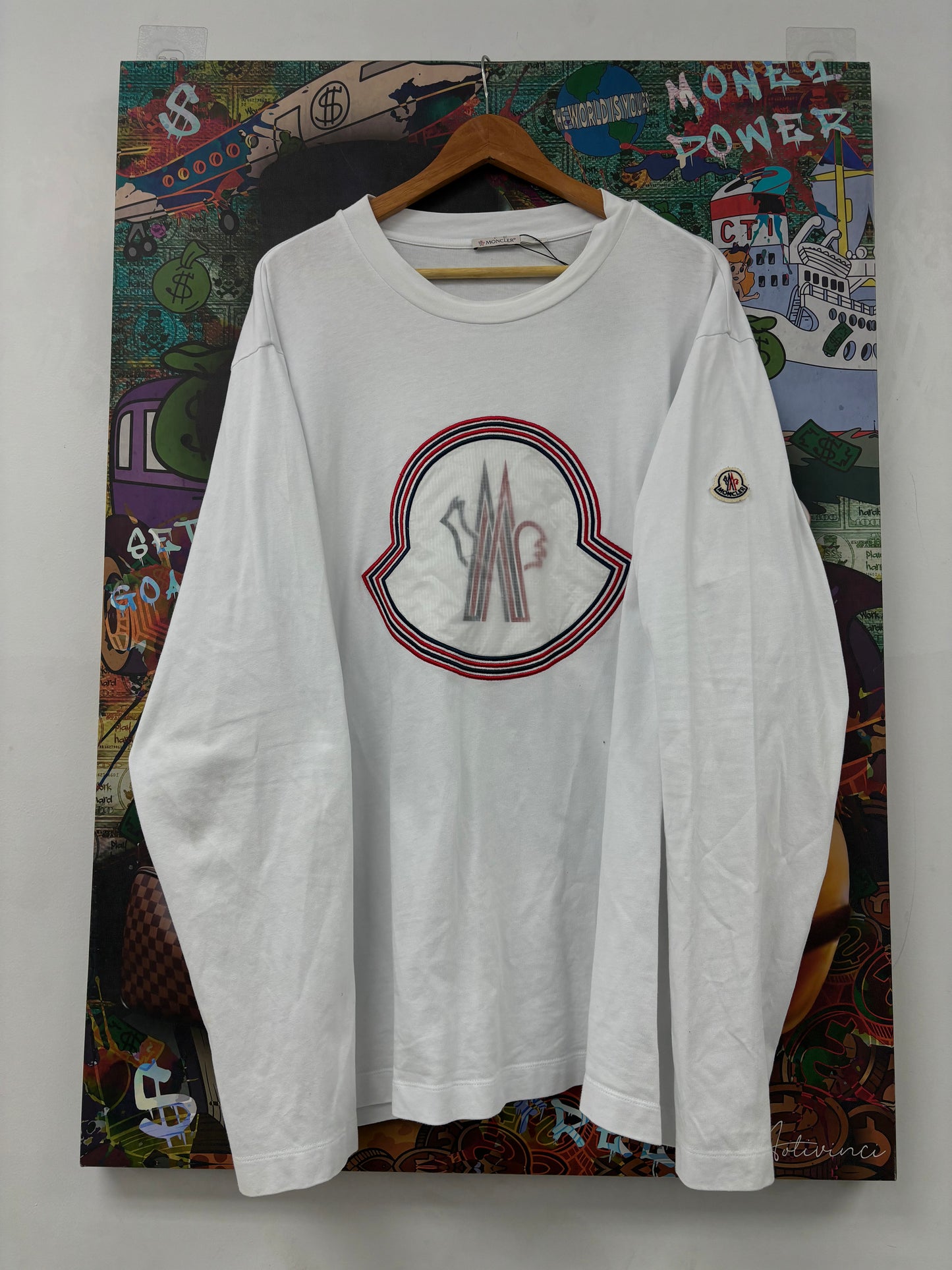 Moncler Logo Tee White Used XXL N/A