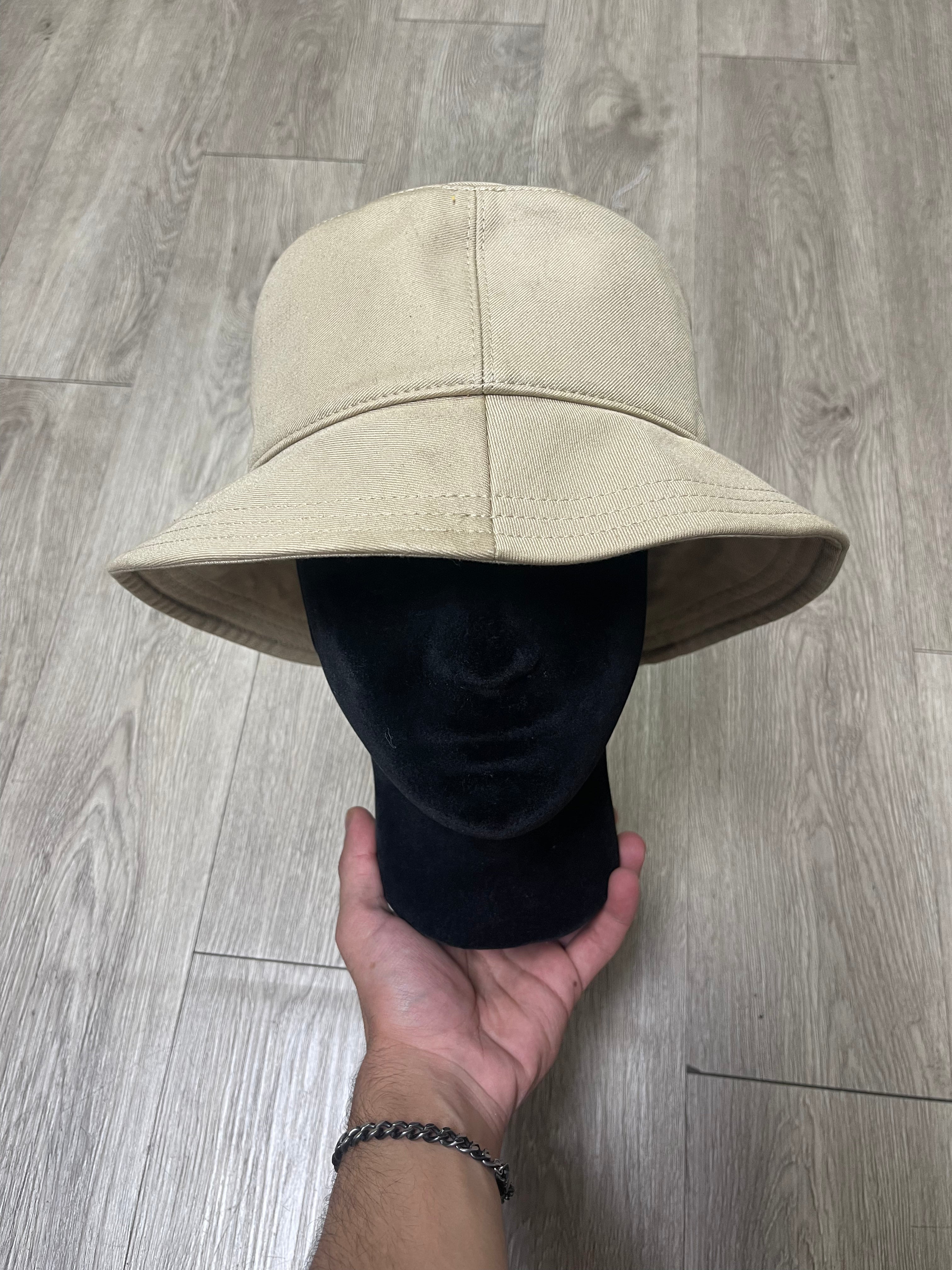 Thom Browne Tan White 4 Bar Bucket Hat