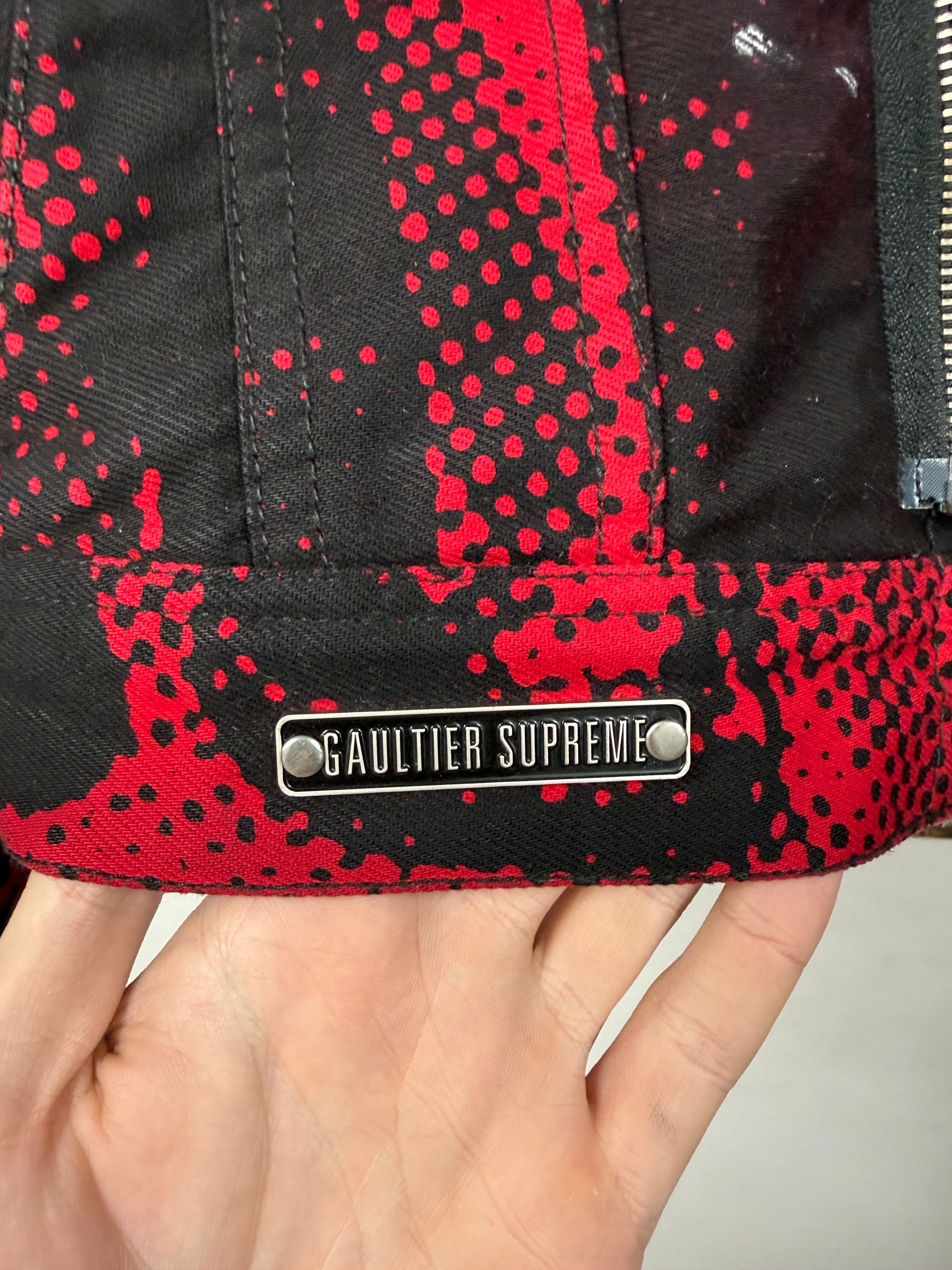 Supreme x JPG Black Red Denim Jacket