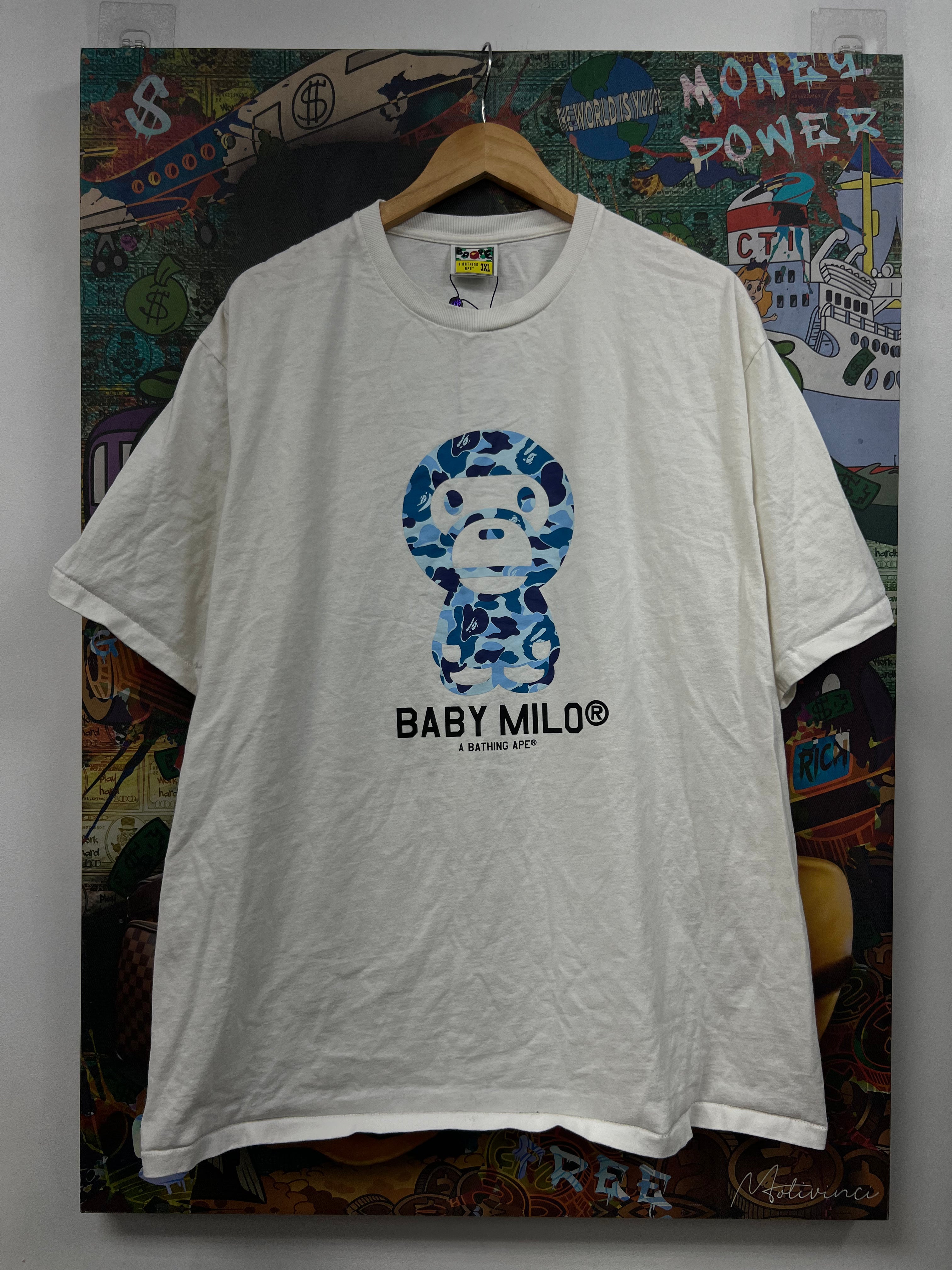 Bape White Blue Camo Baby Milo Tee