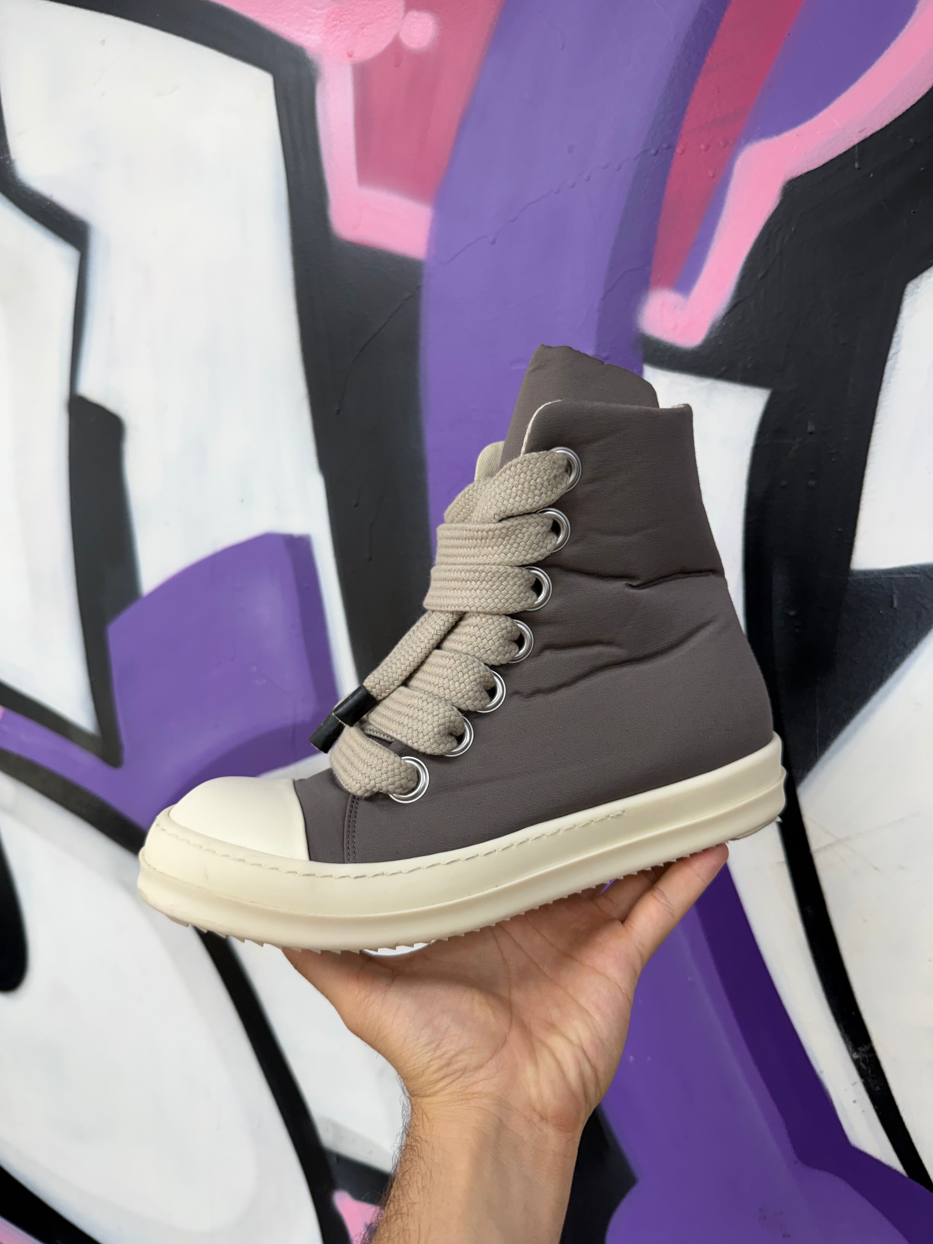 Rick Owens Dust & Milk DRKSHDW Jumbo Lace Ramone High Sneakers