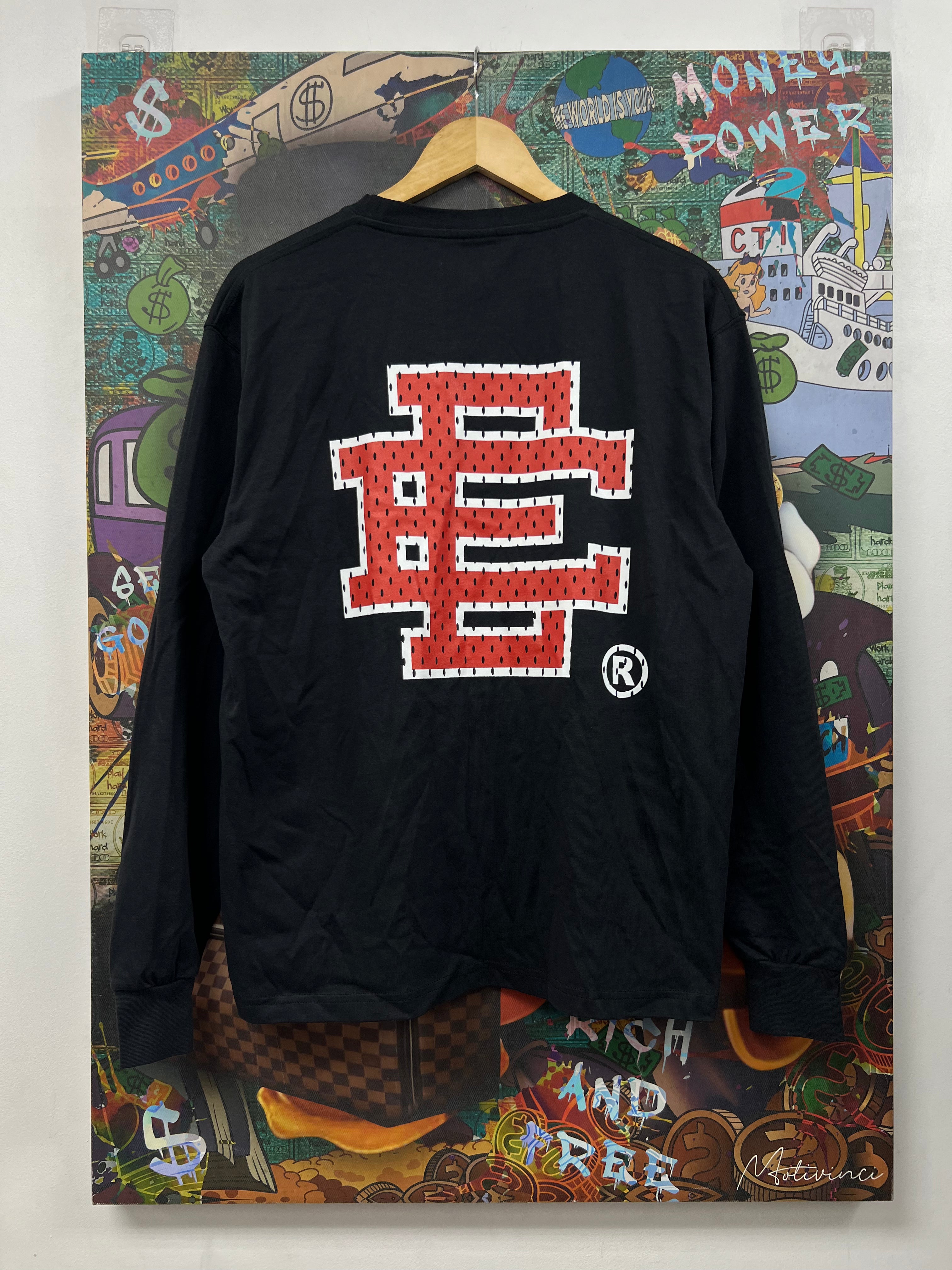 Eric Emanuel Black Red Mesh Logo Long Sleeve