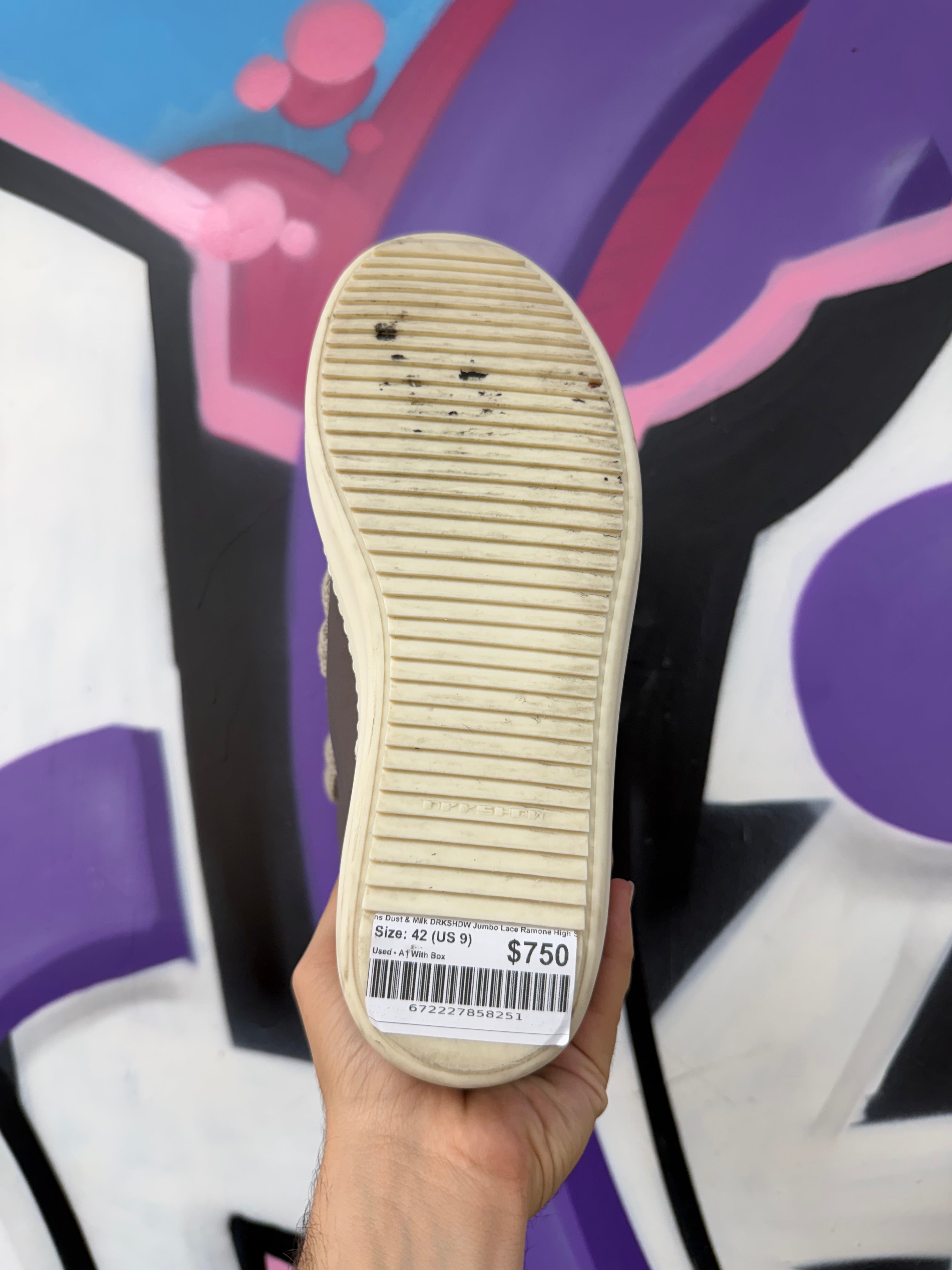 Rick Owens Dust & Milk DRKSHDW Jumbo Lace Ramone High Sneakers