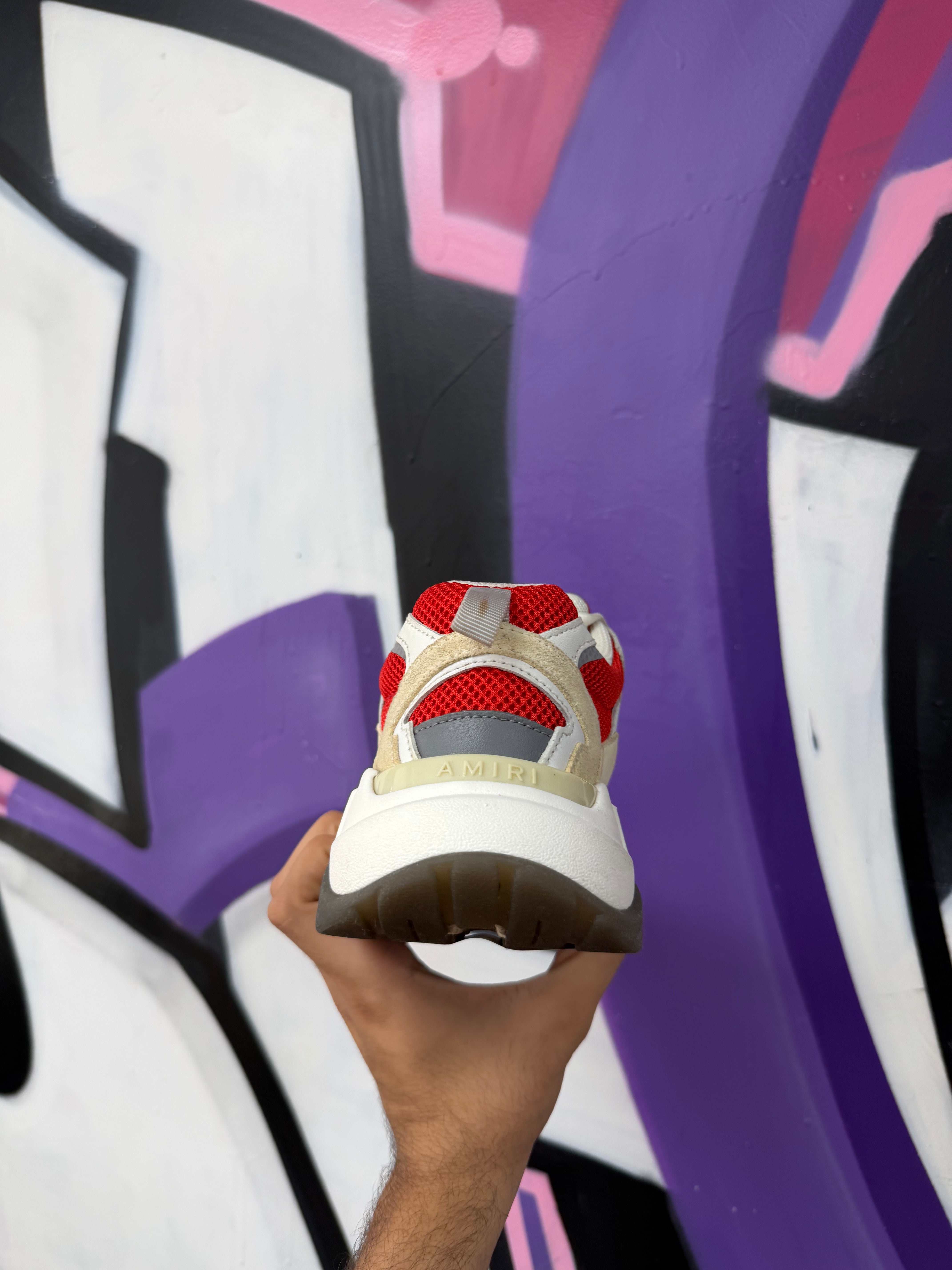 Amiri White Red Bone Runner Sneakers