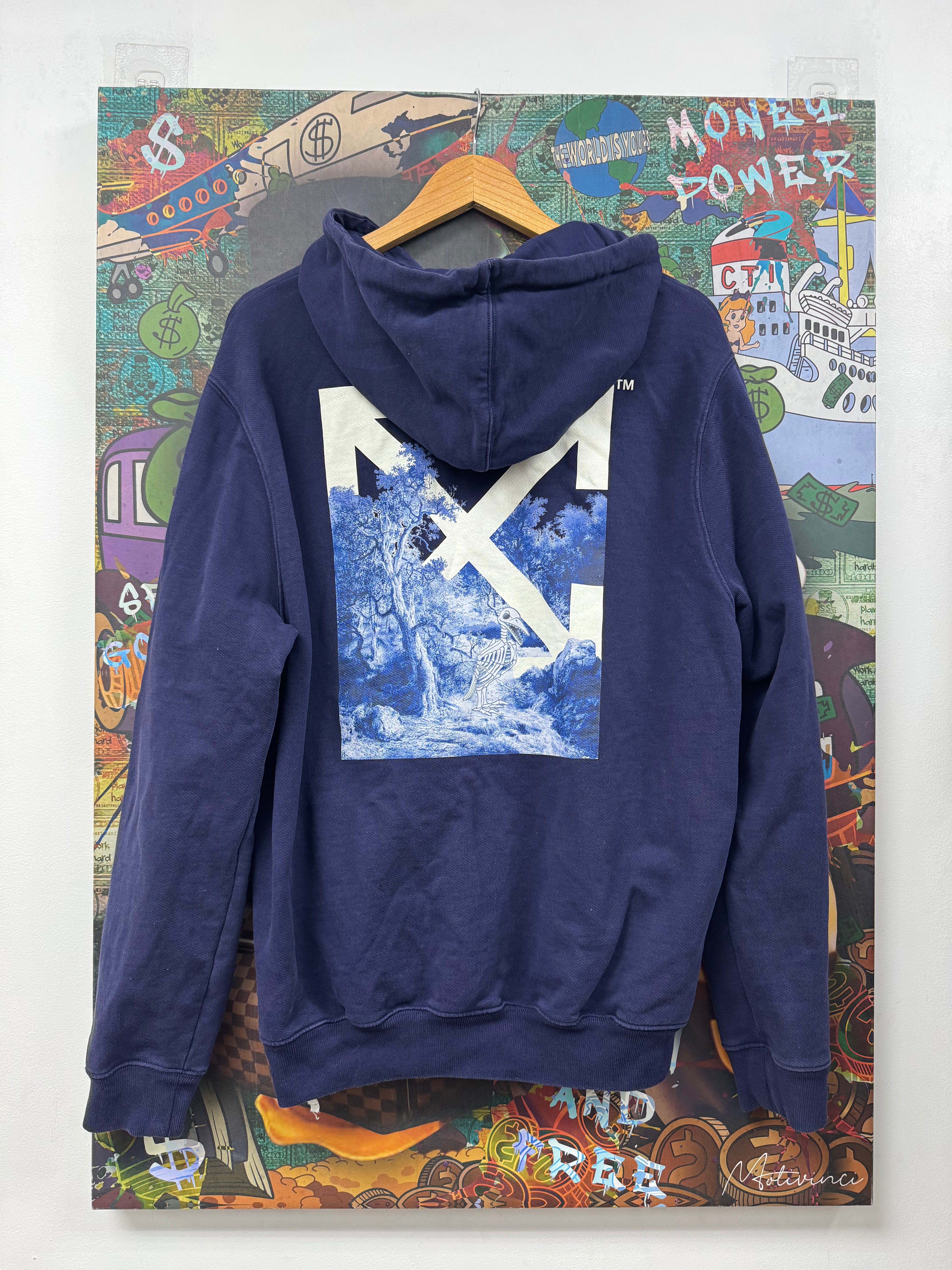 Off White Navy Skull Crow Hoodie