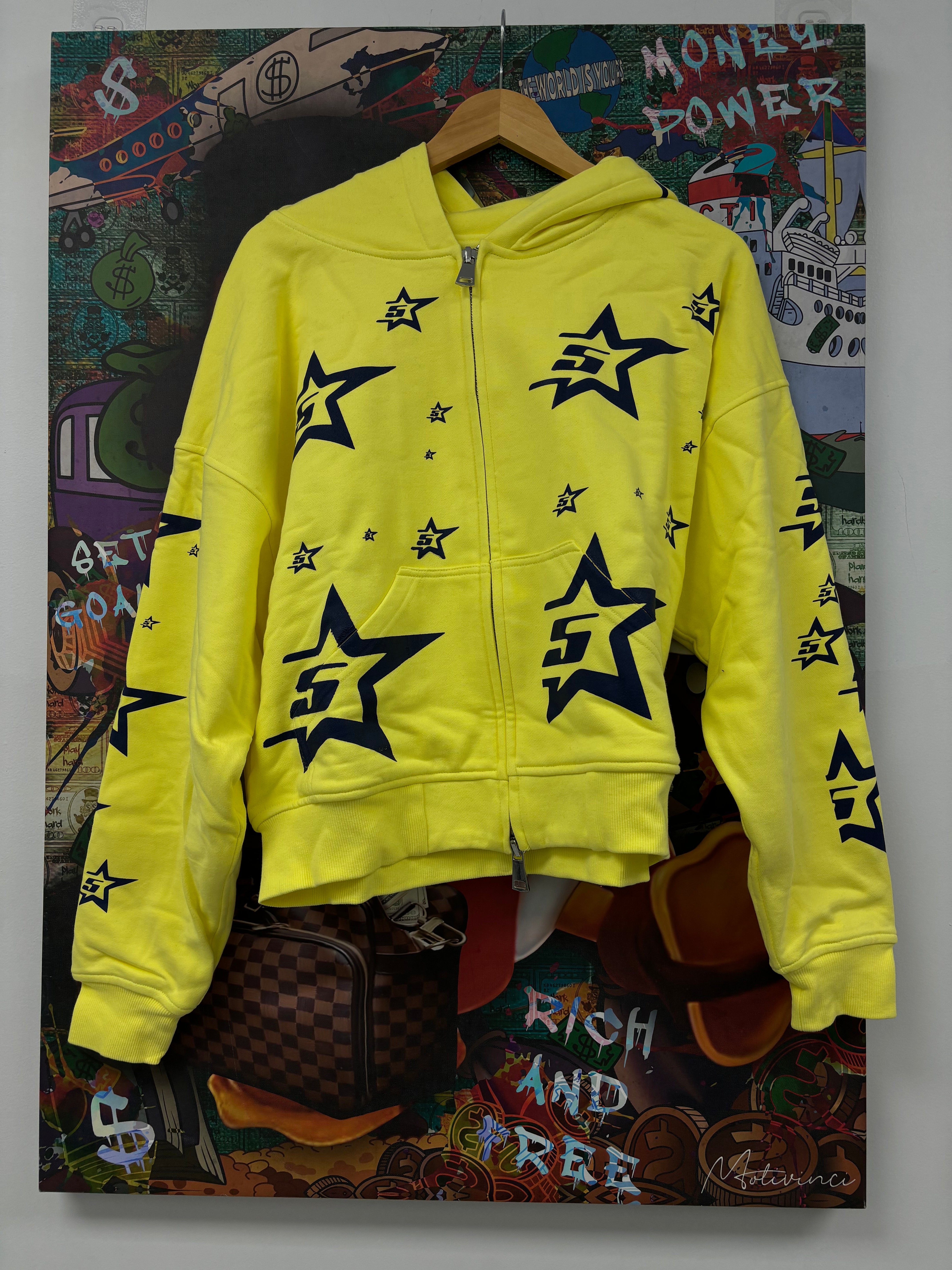 SP5DER Hoodie AOP Yellow Zip Hoodie