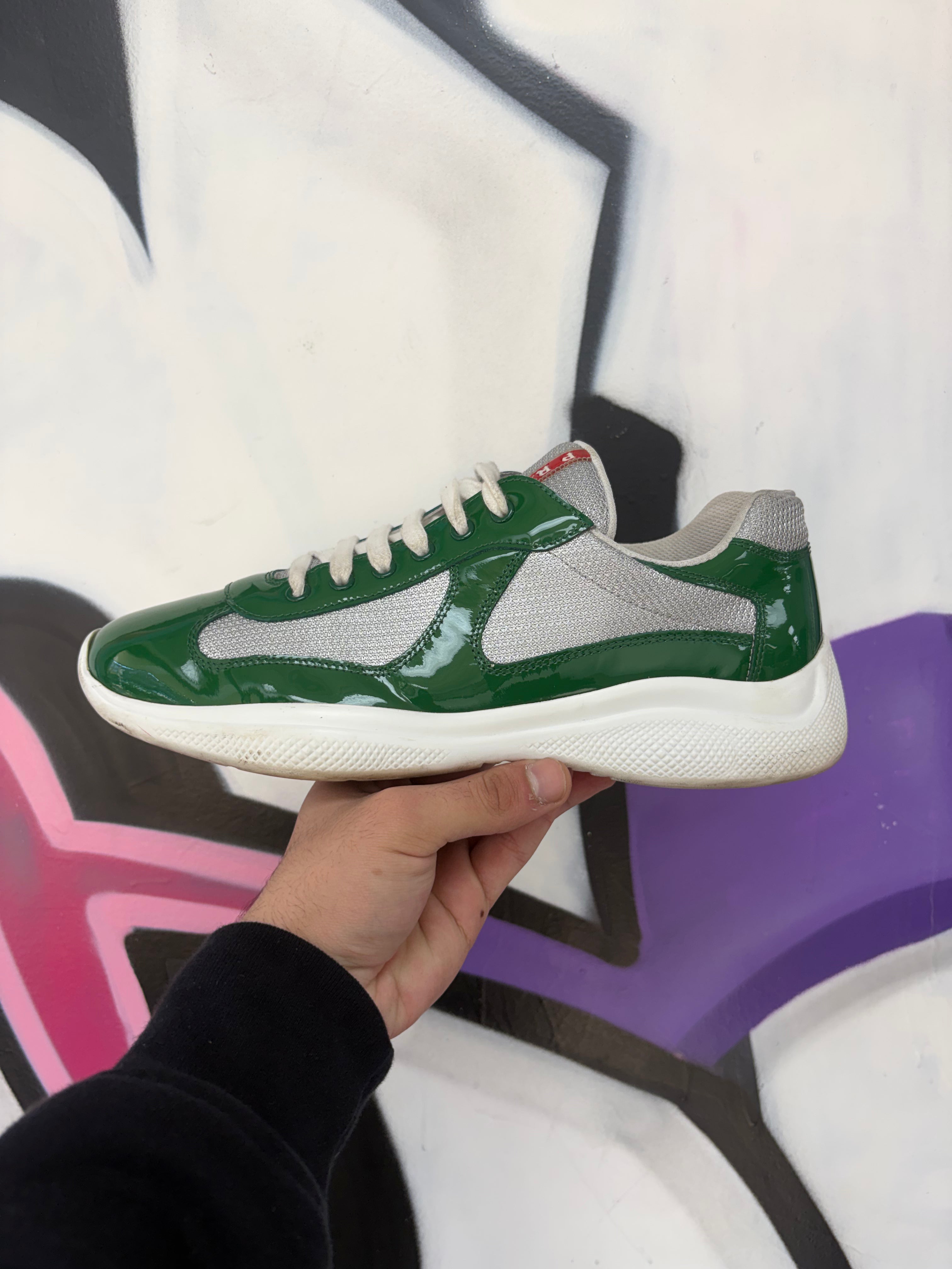 Prada Green White America's Cup Sneakers