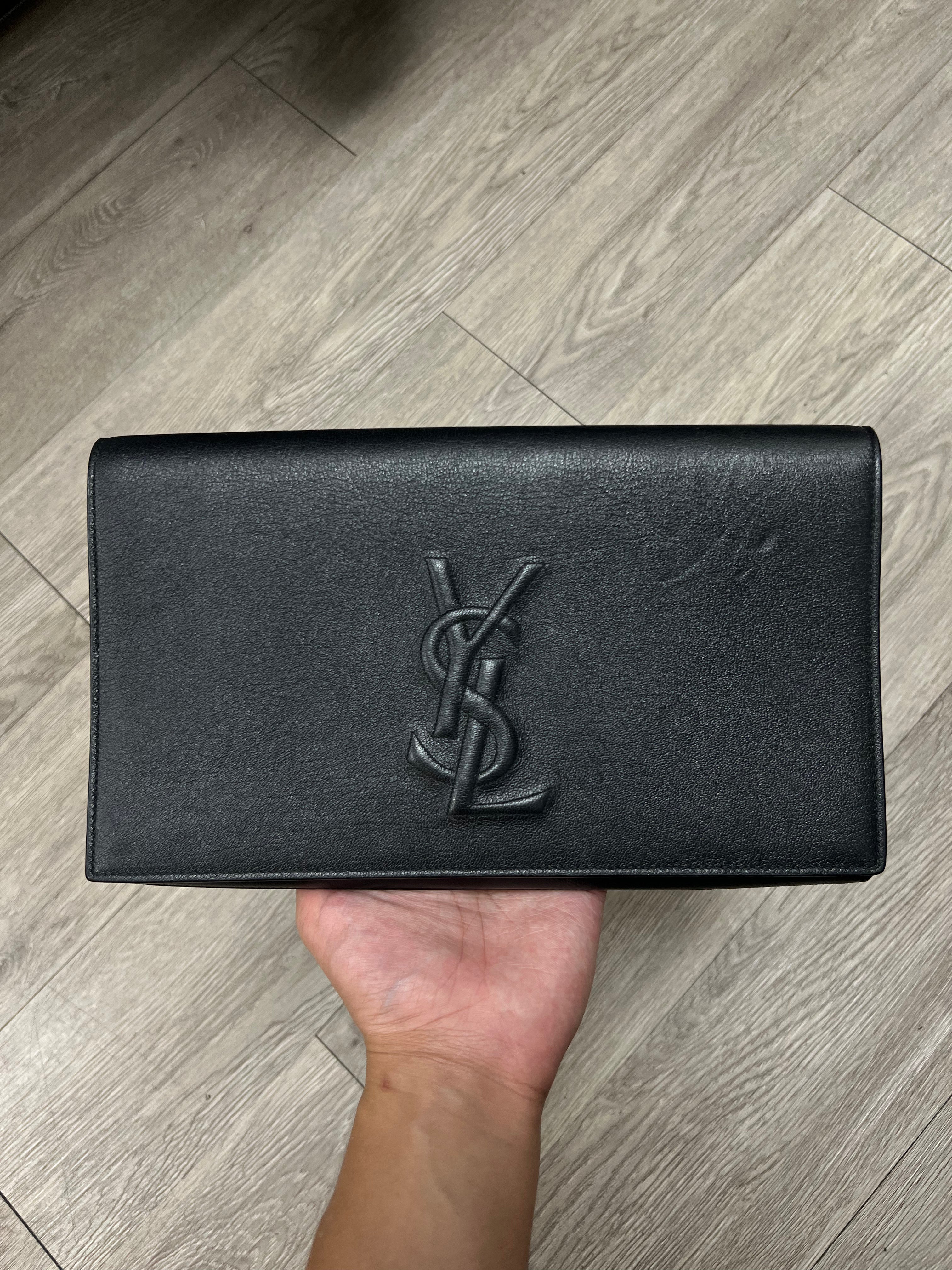 YSL Black Embossed Clutch Bag